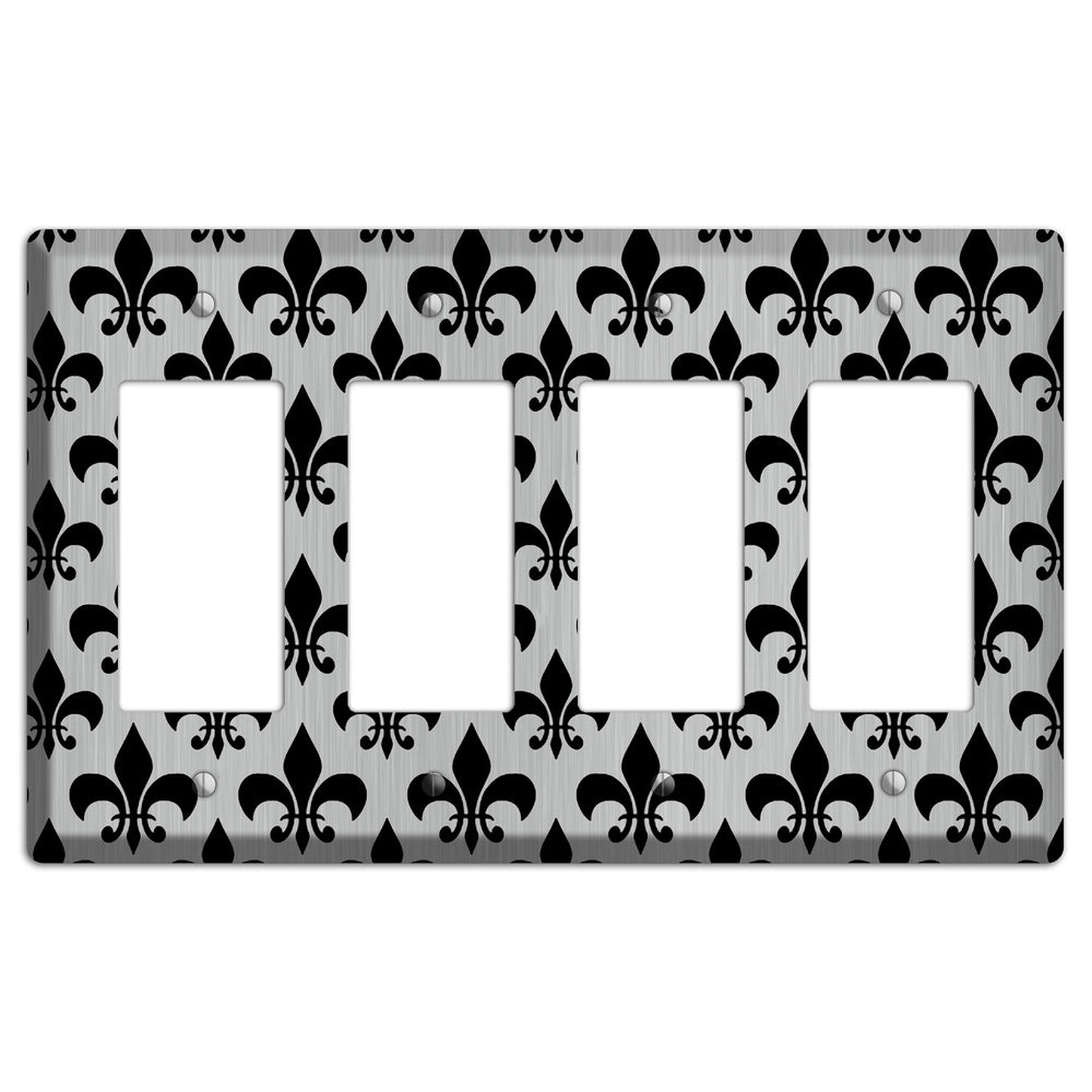 Fleur de Lis Stainless Steel 4 Rocker Wallplate