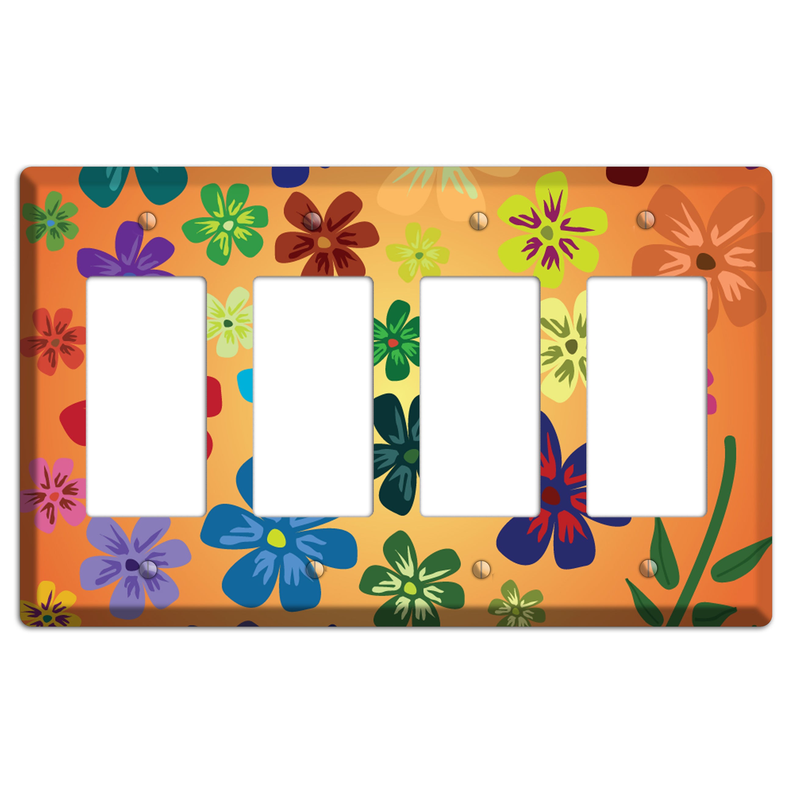 Brown Flowers 4 Rocker Wallplate