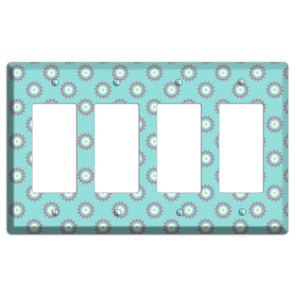 Turquoise with Suzani Dots 4 Rocker Wallplate