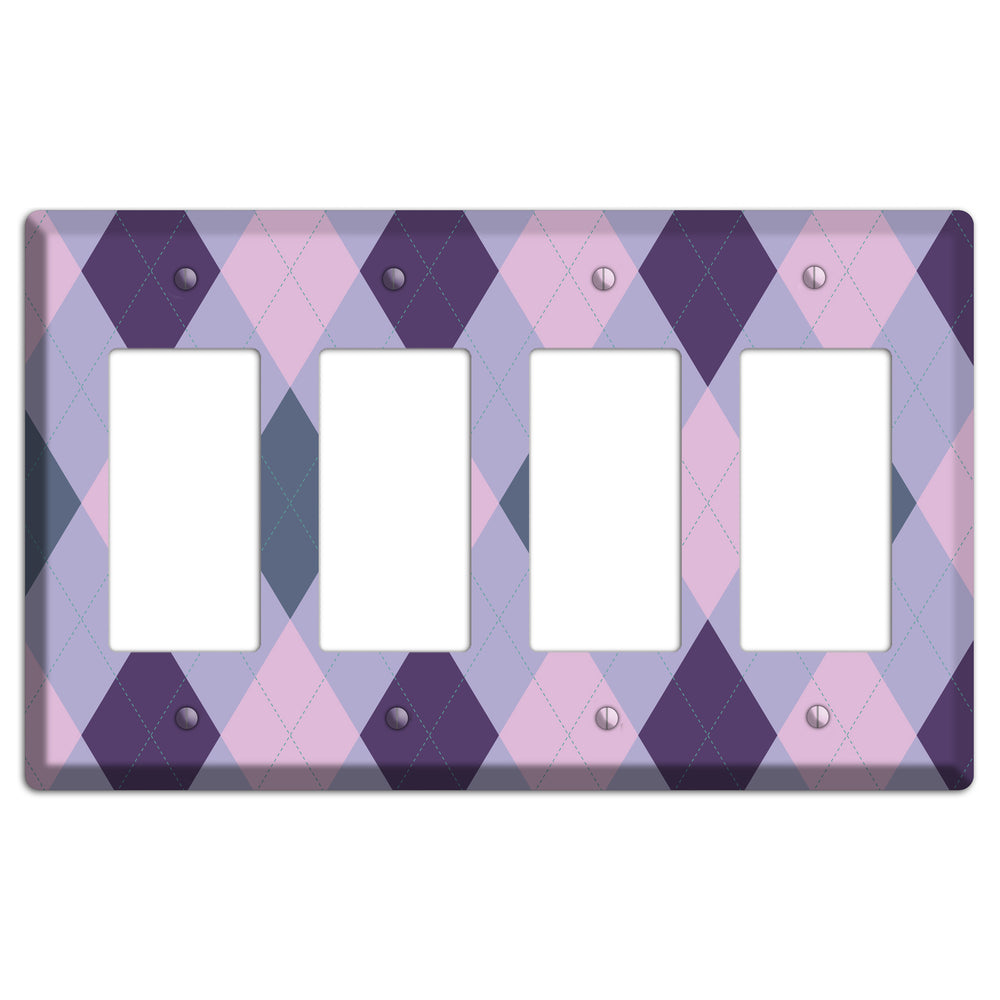 Orange and Tan Argyle 4 Rocker Wallplate