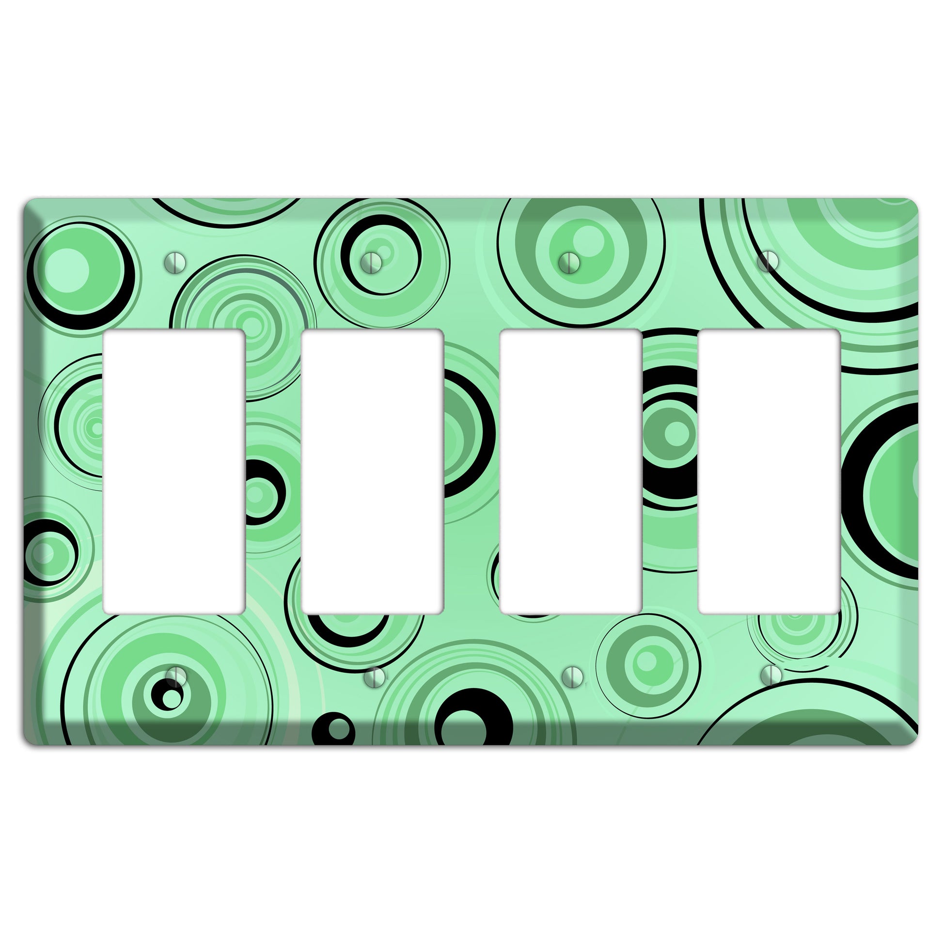 Mint Green Circles 4 Rocker Wallplate