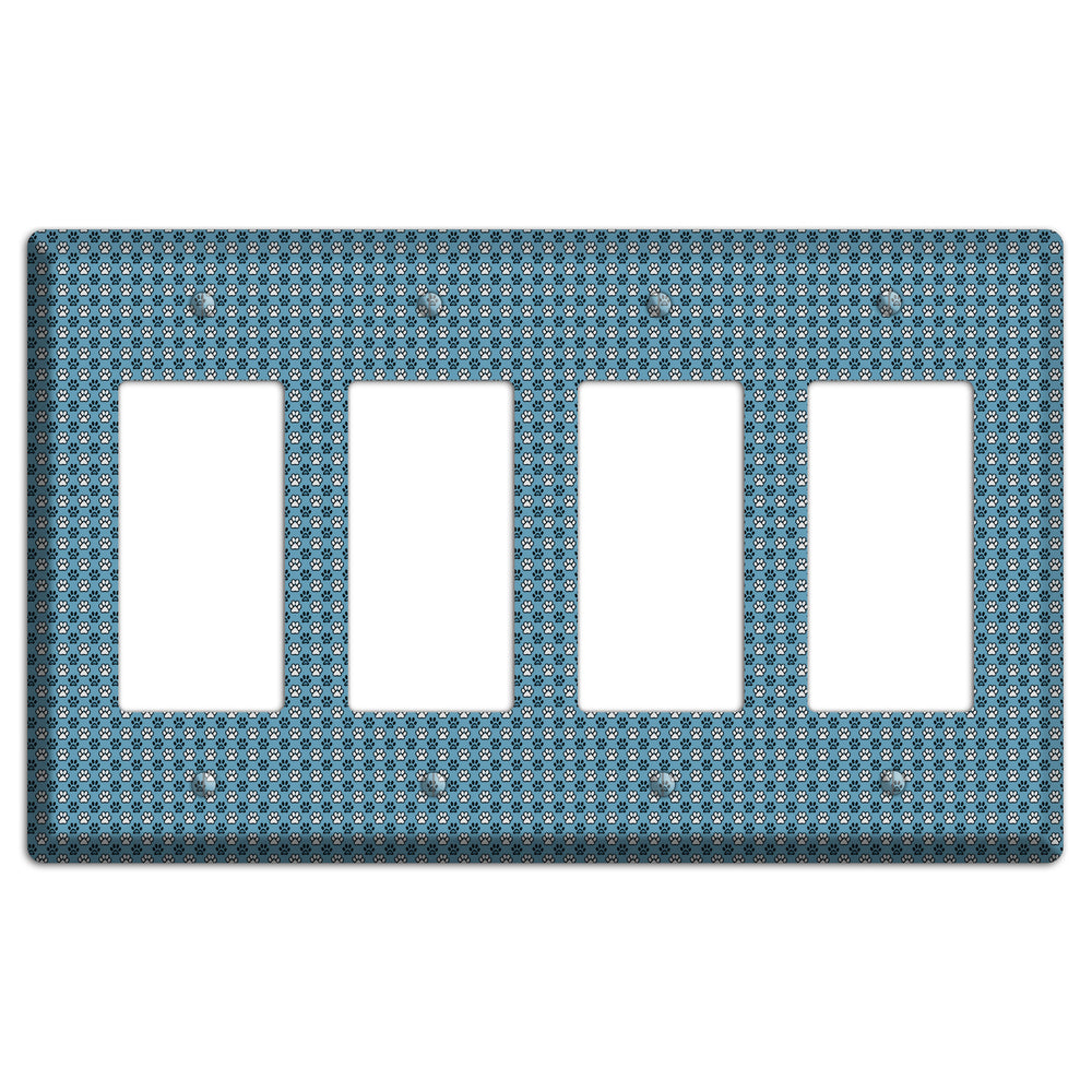 Blue Paw Prints 4 Rocker Wallplate