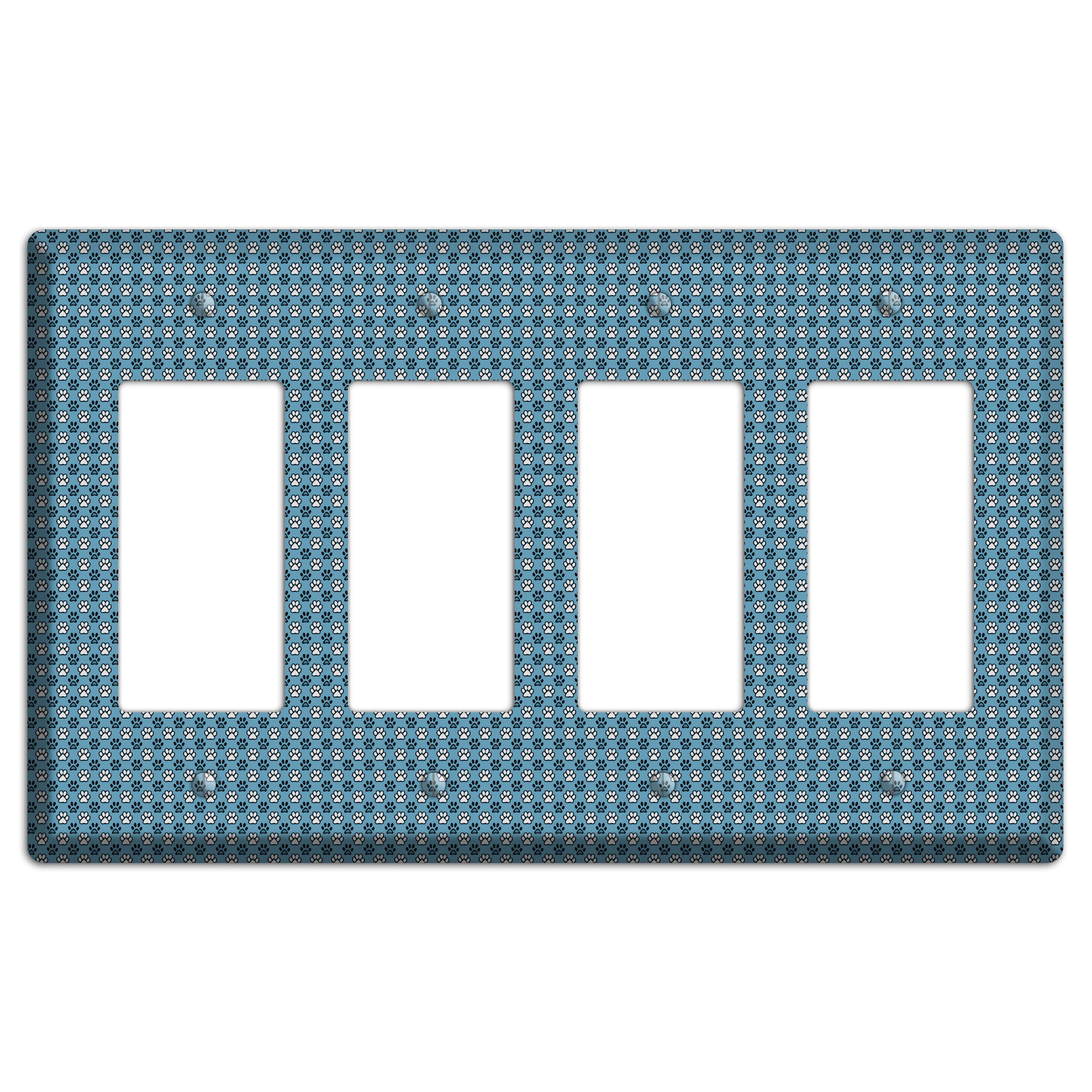 Blue Paw Prints 4 Rocker Wallplate