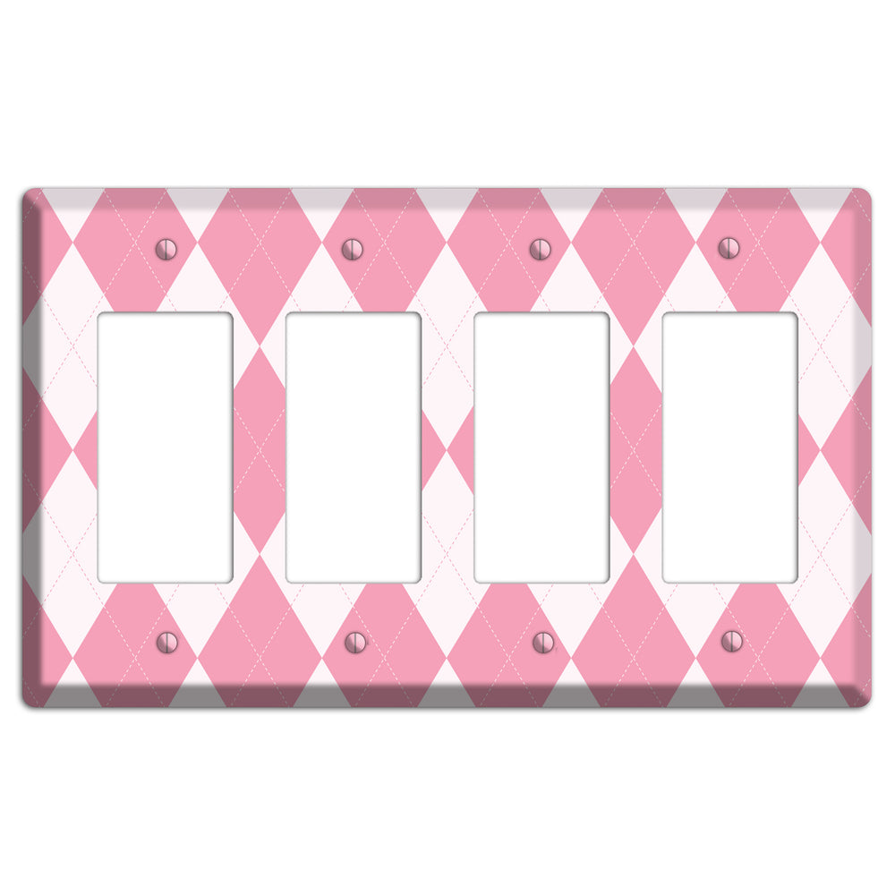 Pink Argyle 4 Rocker Wallplate