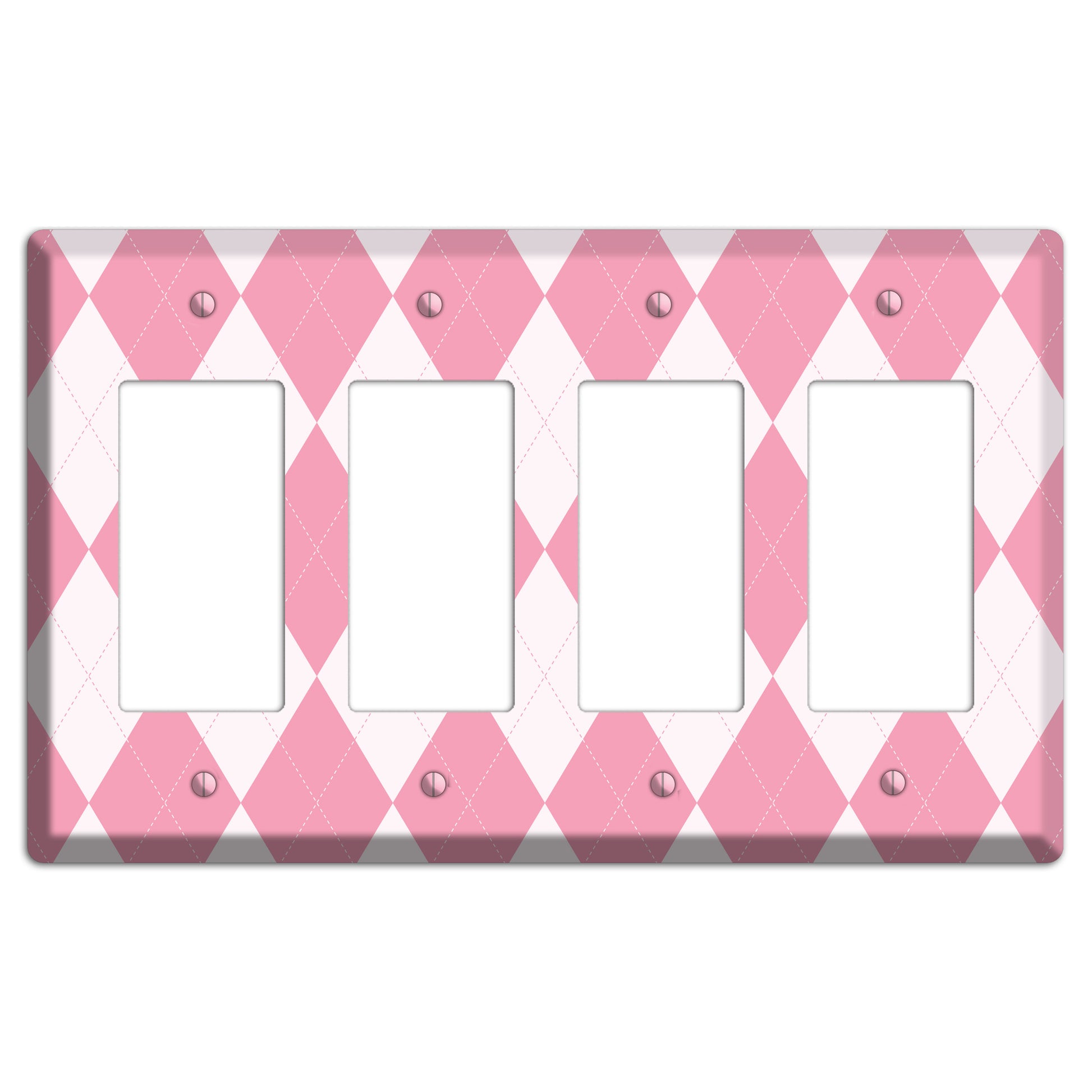 Pink Argyle 4 Rocker Wallplate