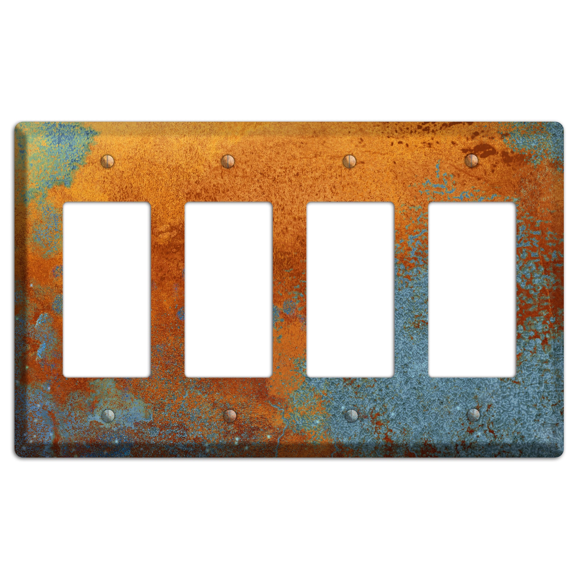 Antique Copper with Blue 4 Rocker Wallplate