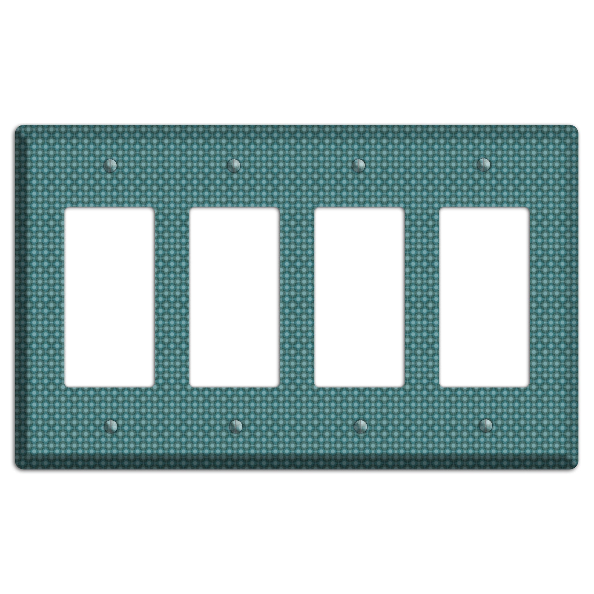 Multi Turquoise Checkered Concentric Circles 4 Rocker Wallplate