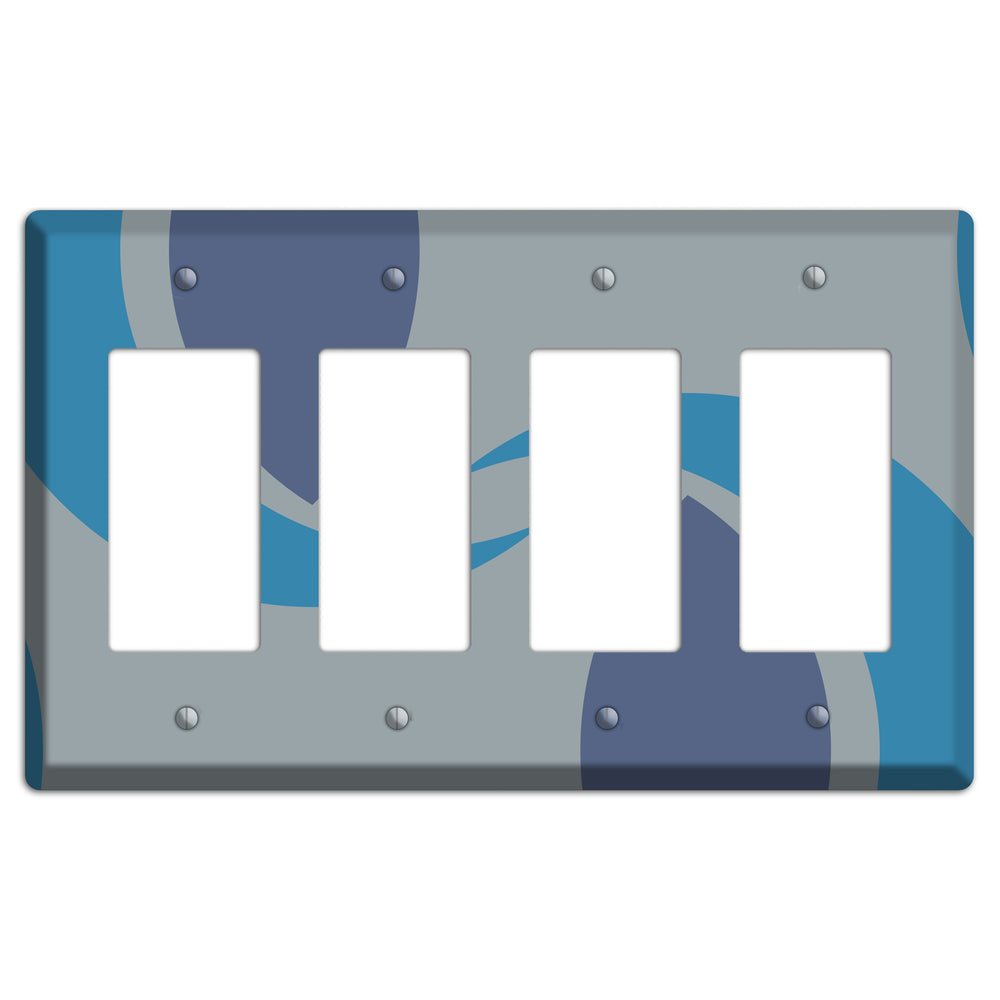 Grey and Blue Abstract 4 Rocker Wallplate