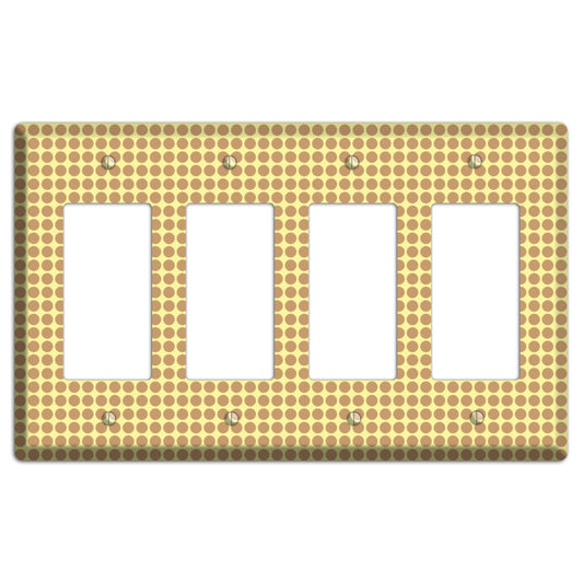 Yellow with Light Brown Tiled Small Dots 4 Rocker Wallplate