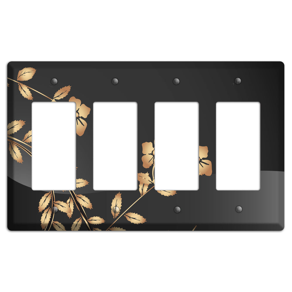 Black Sprig 4 Rocker Wallplate