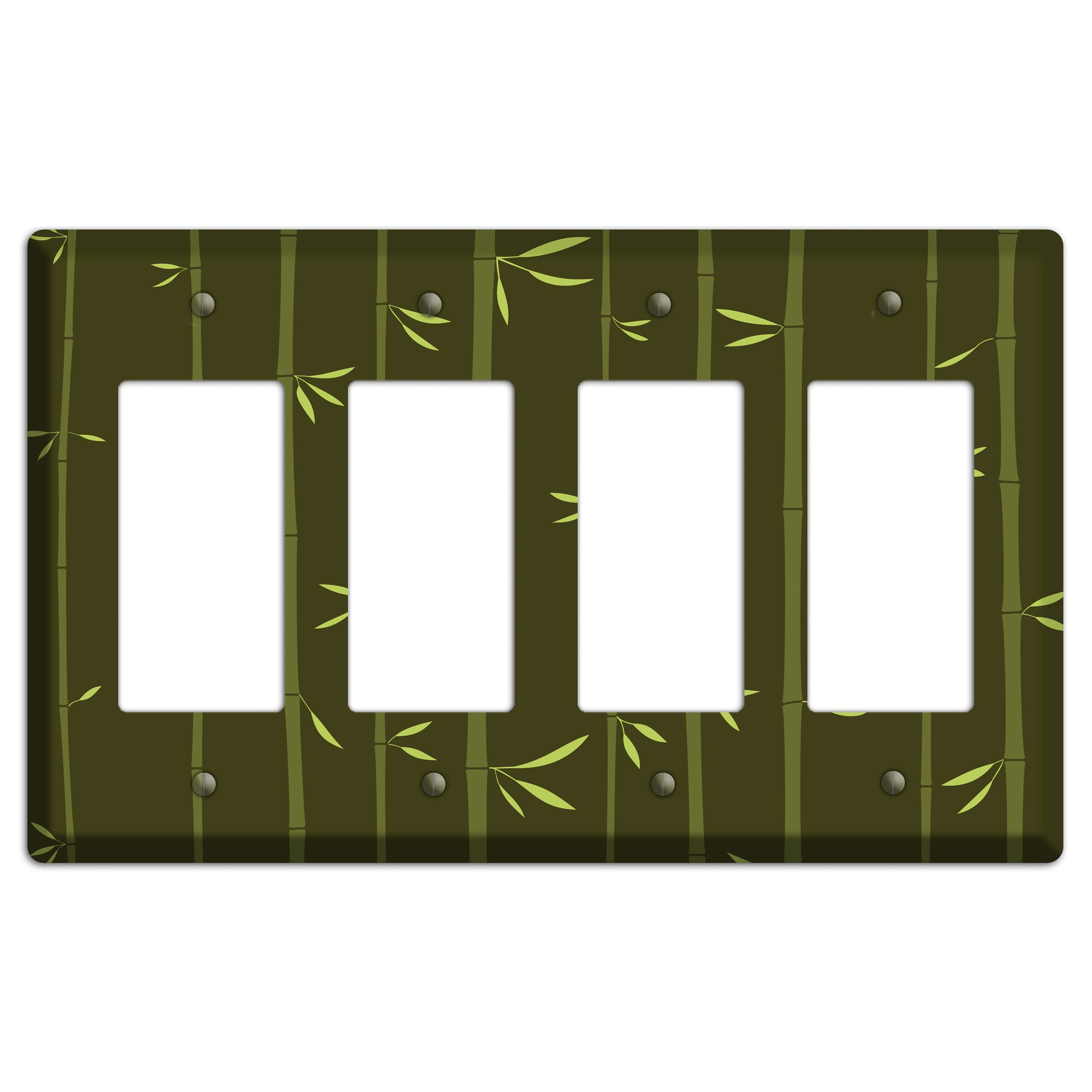 Dark Green Bamboo 4 Rocker Wallplate