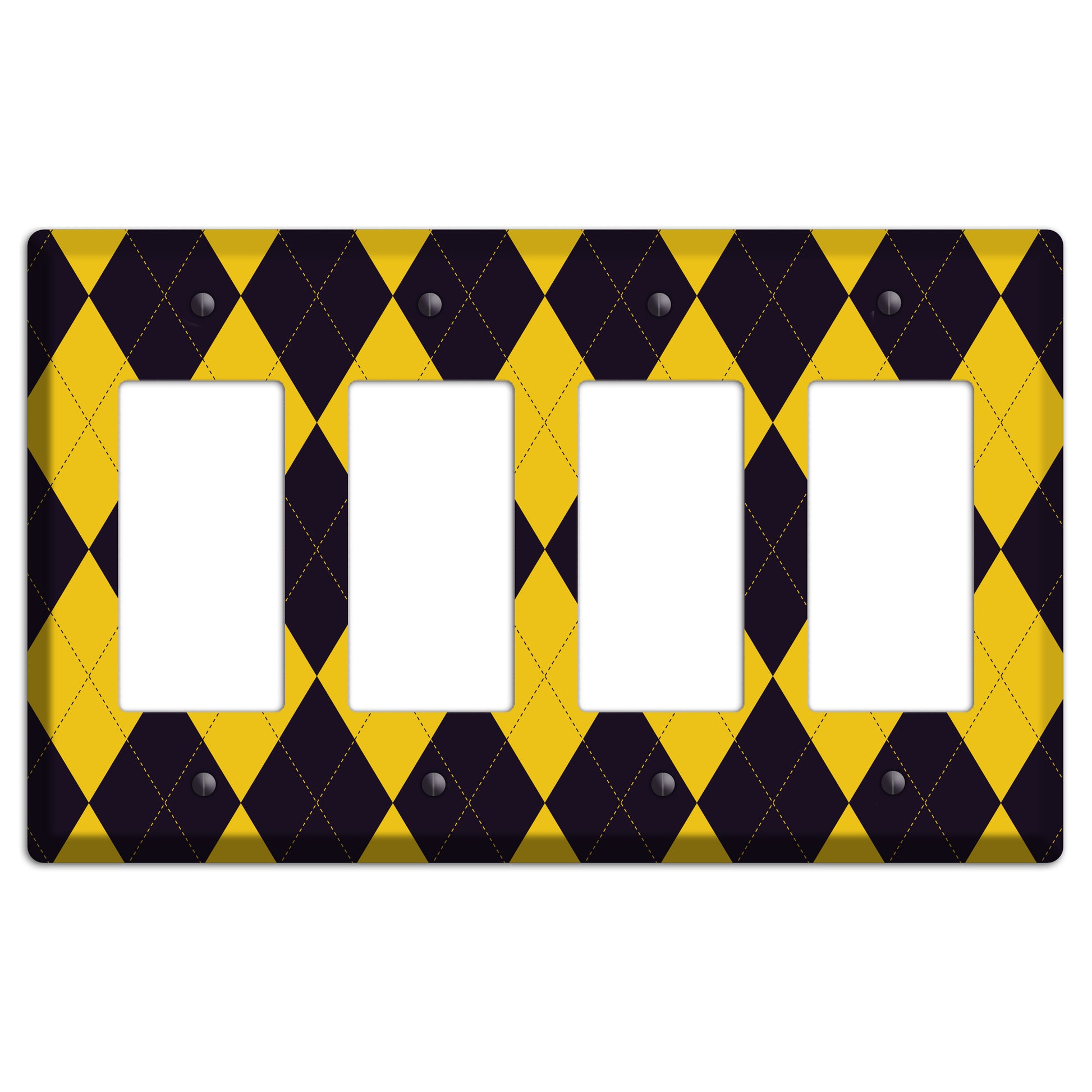 Yellow and Dark Purple Argyle 4 Rocker Wallplate
