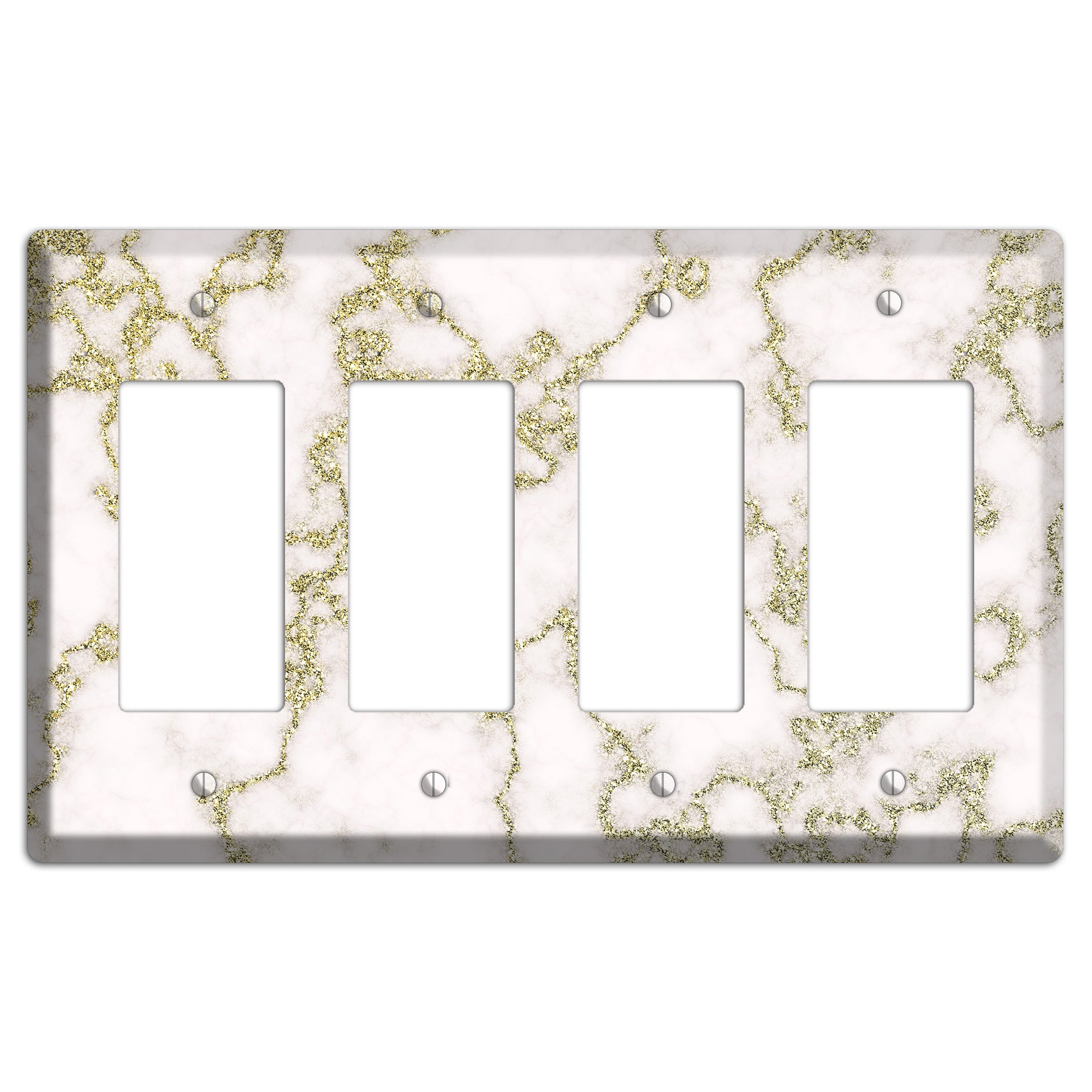 White and Gold Marble Shatter 4 Rocker Wallplate