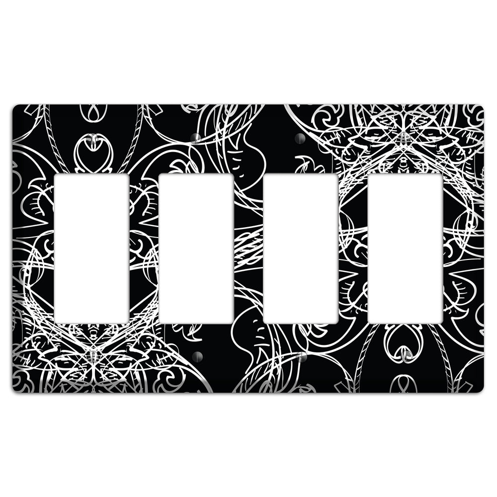 Black Deco Sketch 4 Rocker Wallplate