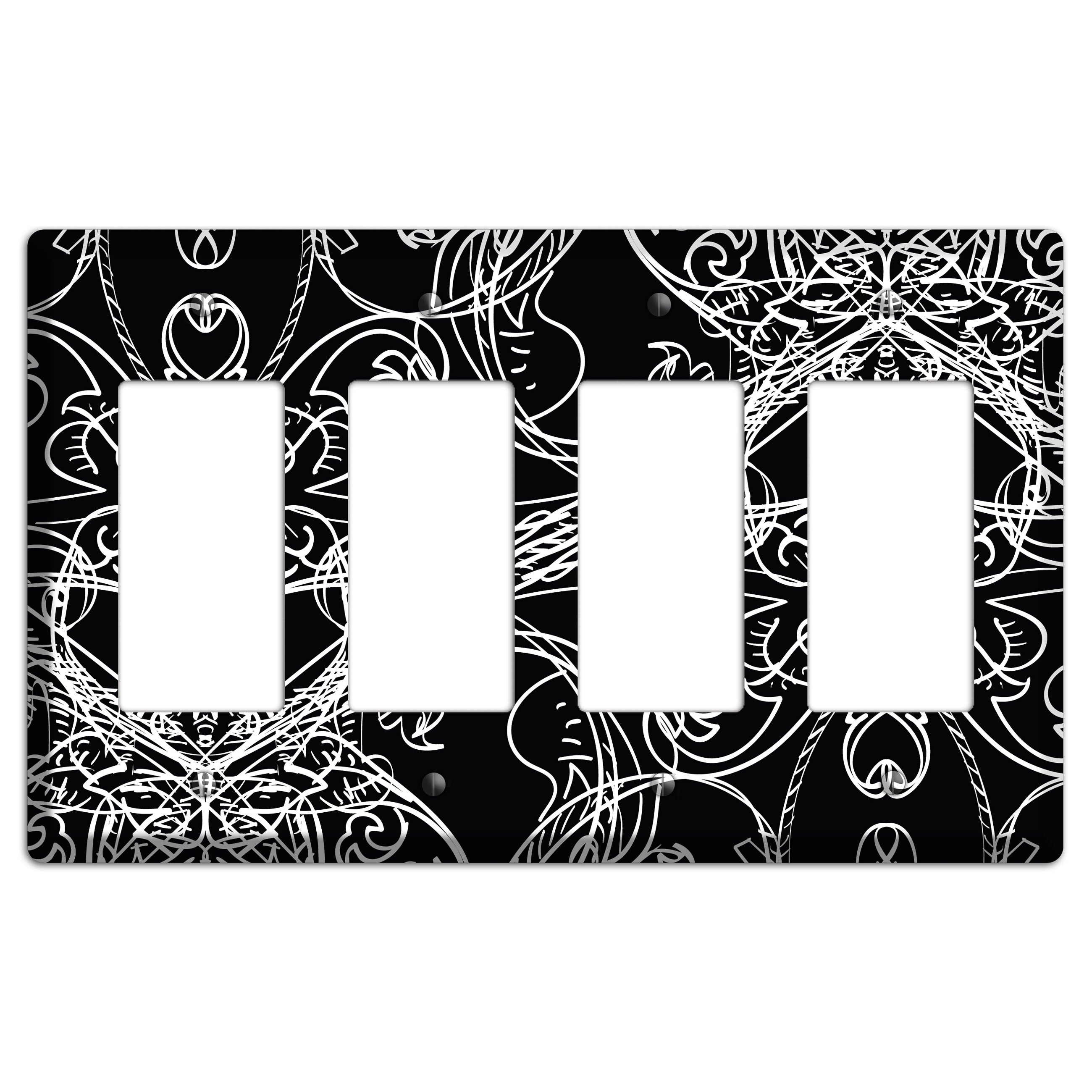 Black Deco Sketch 4 Rocker Wallplate