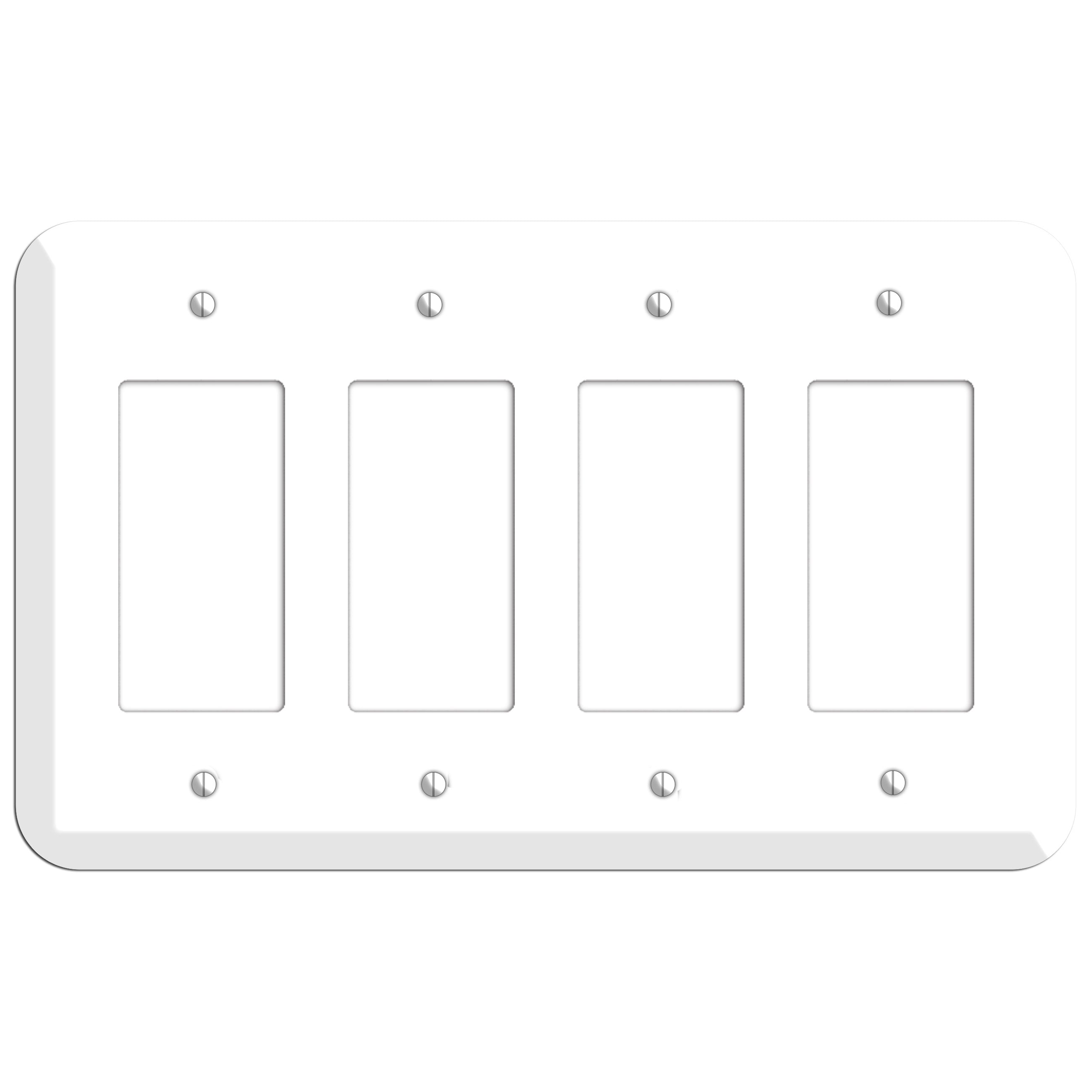 Rounded Corner White Metal 4 Rocker Wallplate