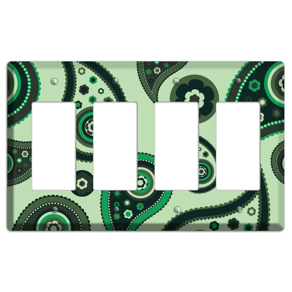Green Paisley 4 Rocker Wallplate