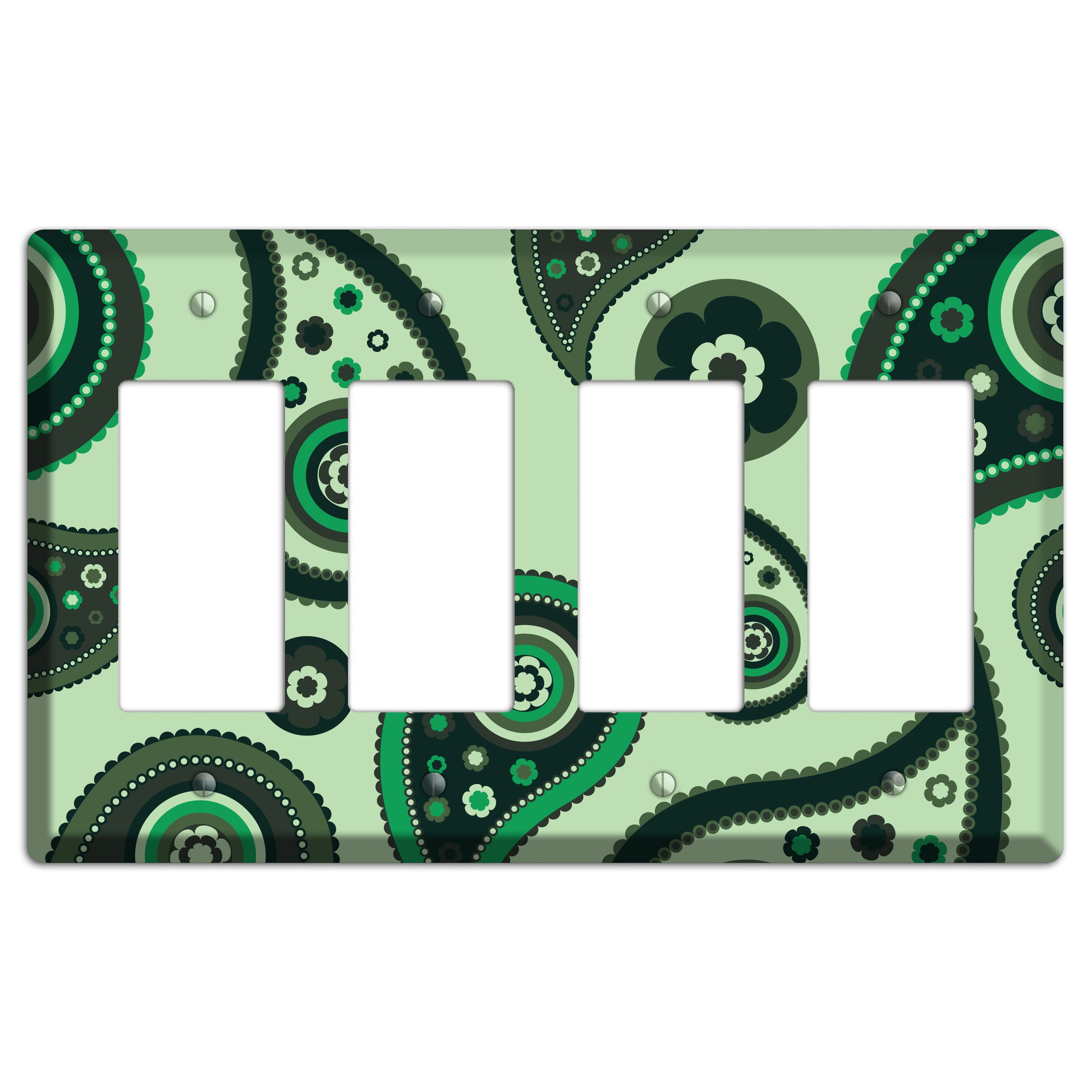 Green Paisley 4 Rocker Wallplate