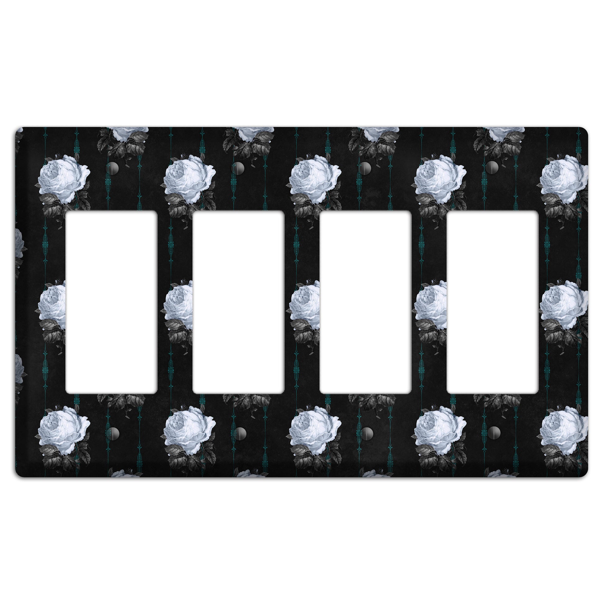 Dramatic Floral Black 4 Rocker Wallplate