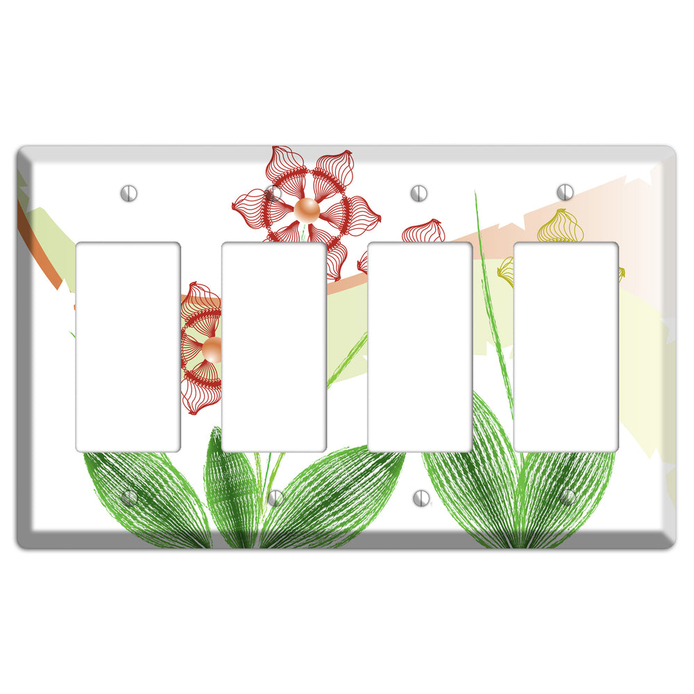 Green Abstract Flowers 4 Rocker Wallplate