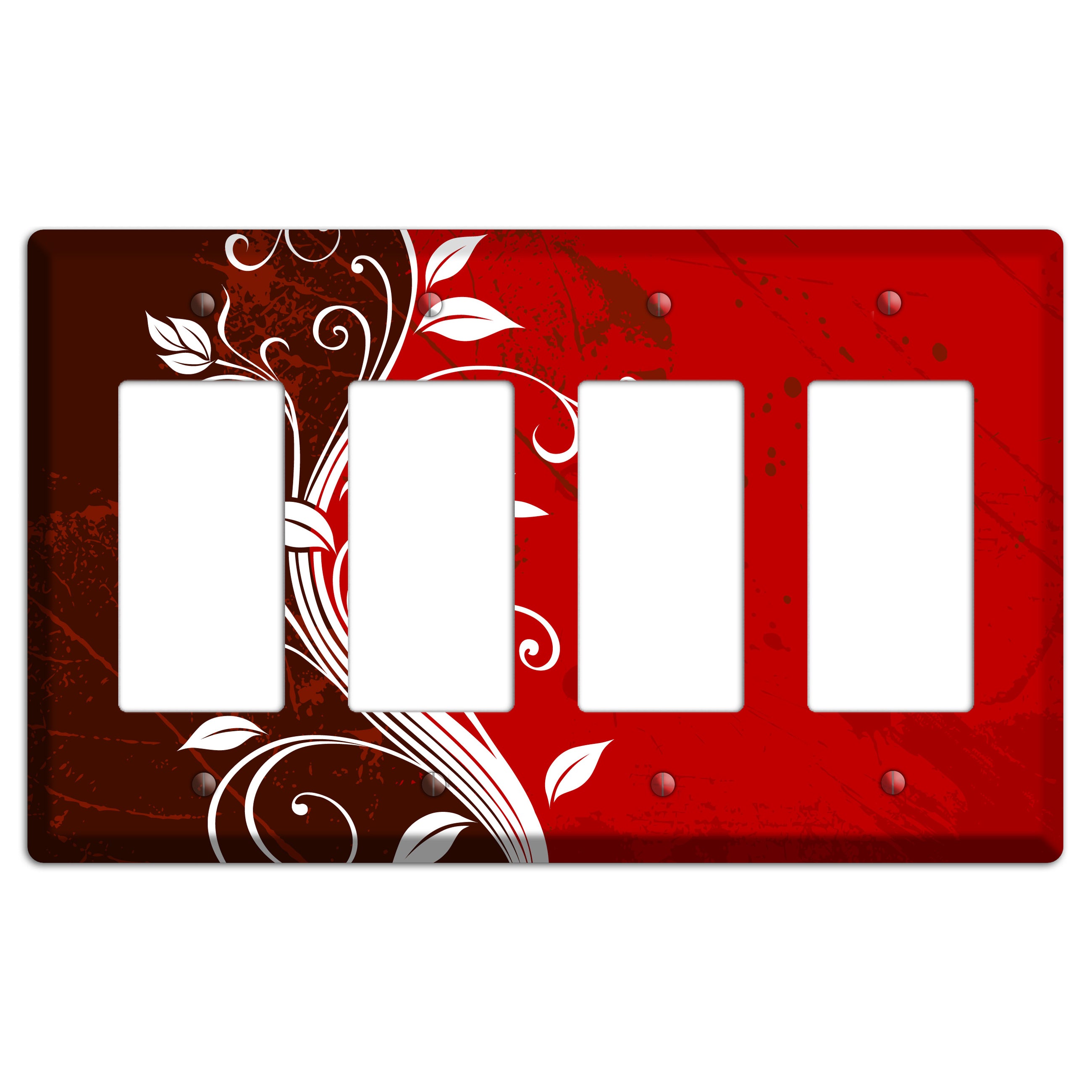 Burgundy and Red Deco Floral 4 Rocker Wallplate