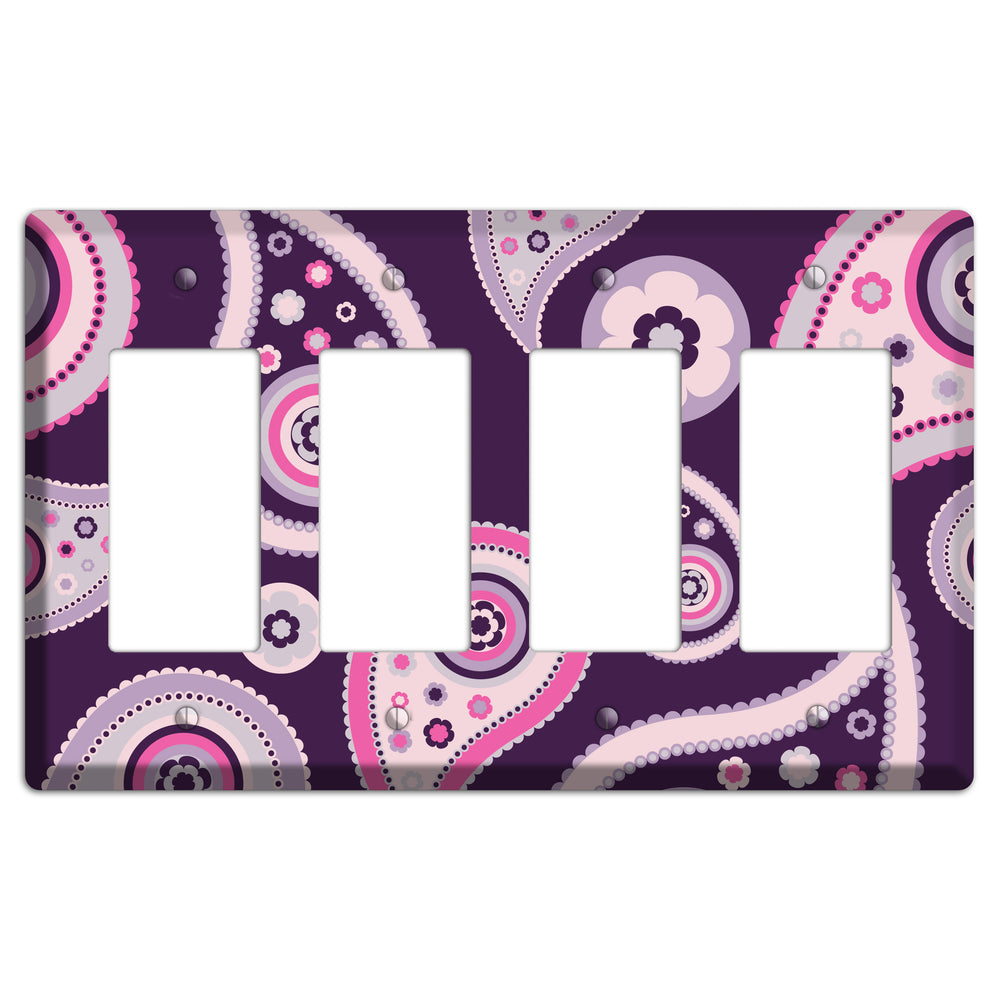 Purple Paisley 4 Rocker Wallplate