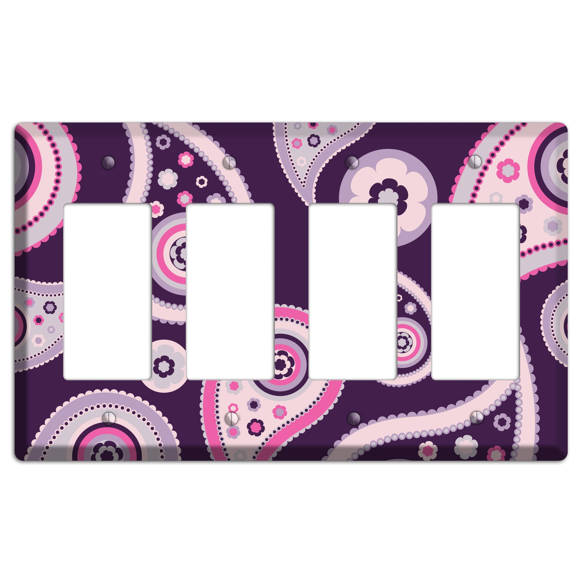 Purple Paisley 4 Rocker Wallplate