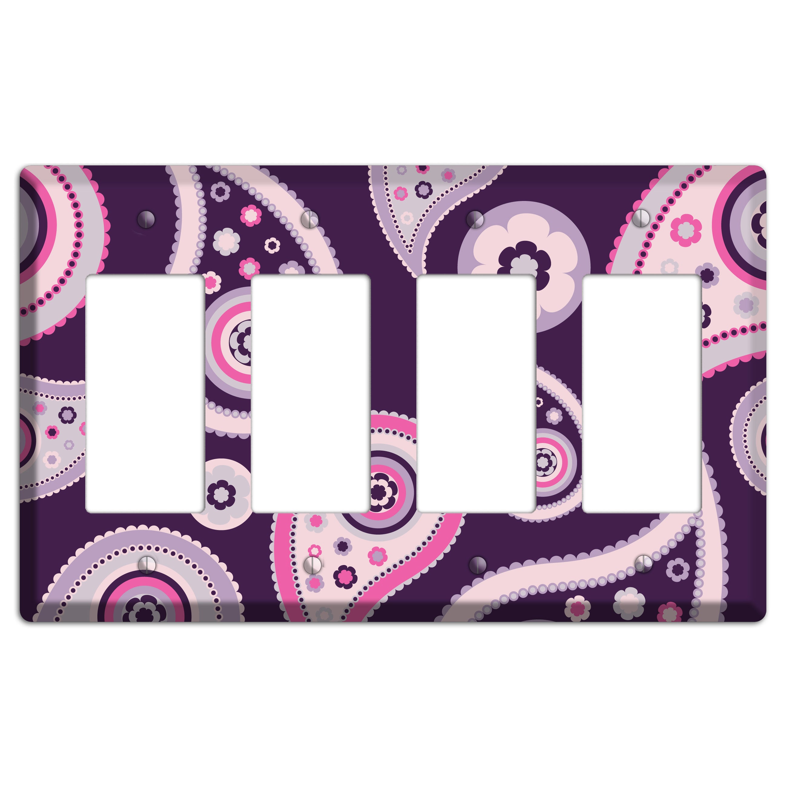 Purple Paisley 4 Rocker Wallplate