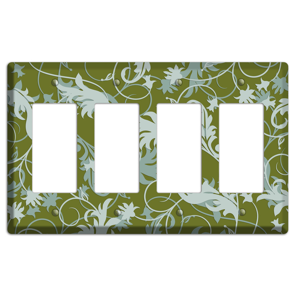 Green and Beige Victorian Sprig 4 Rocker Wallplate
