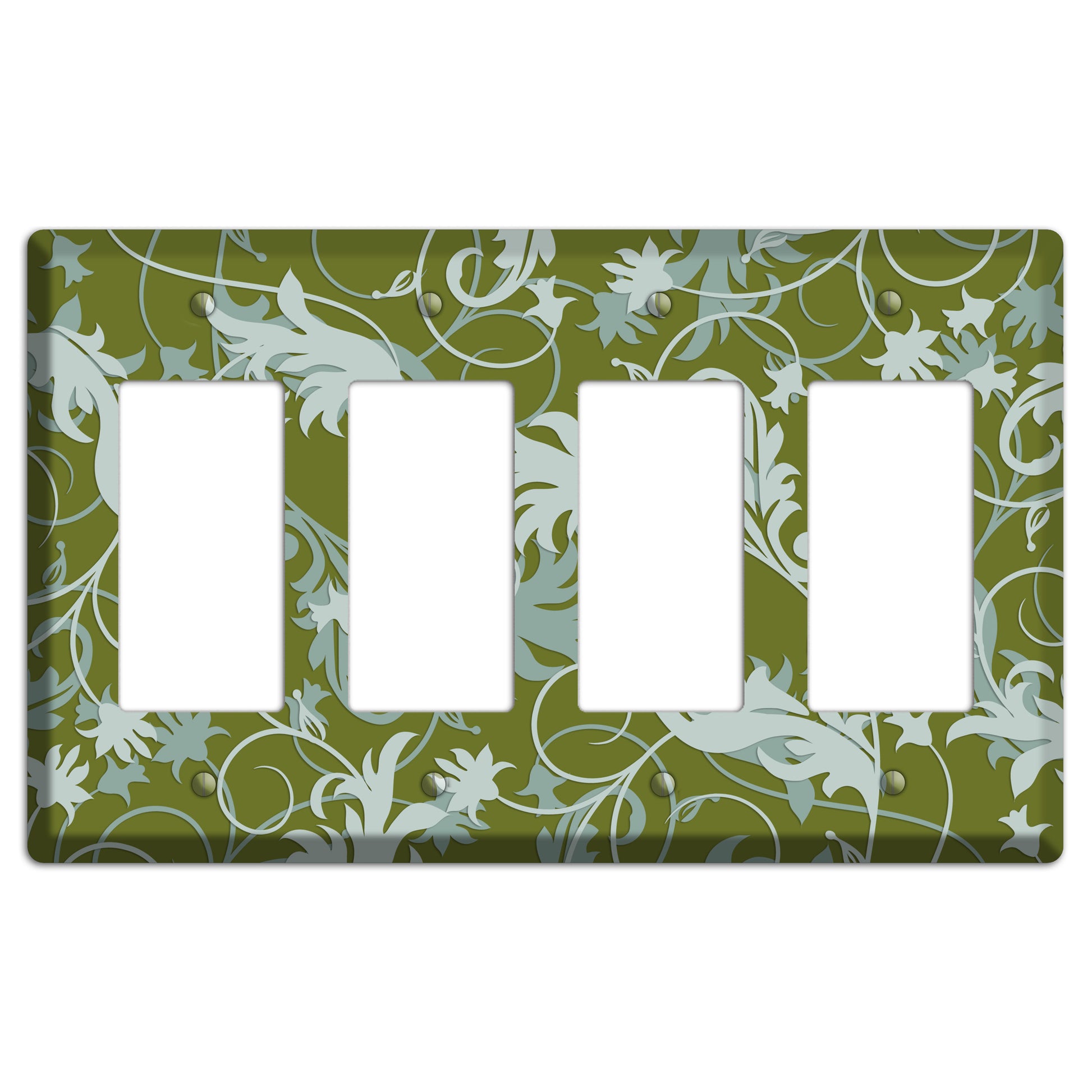 Green and Beige Victorian Sprig 4 Rocker Wallplate