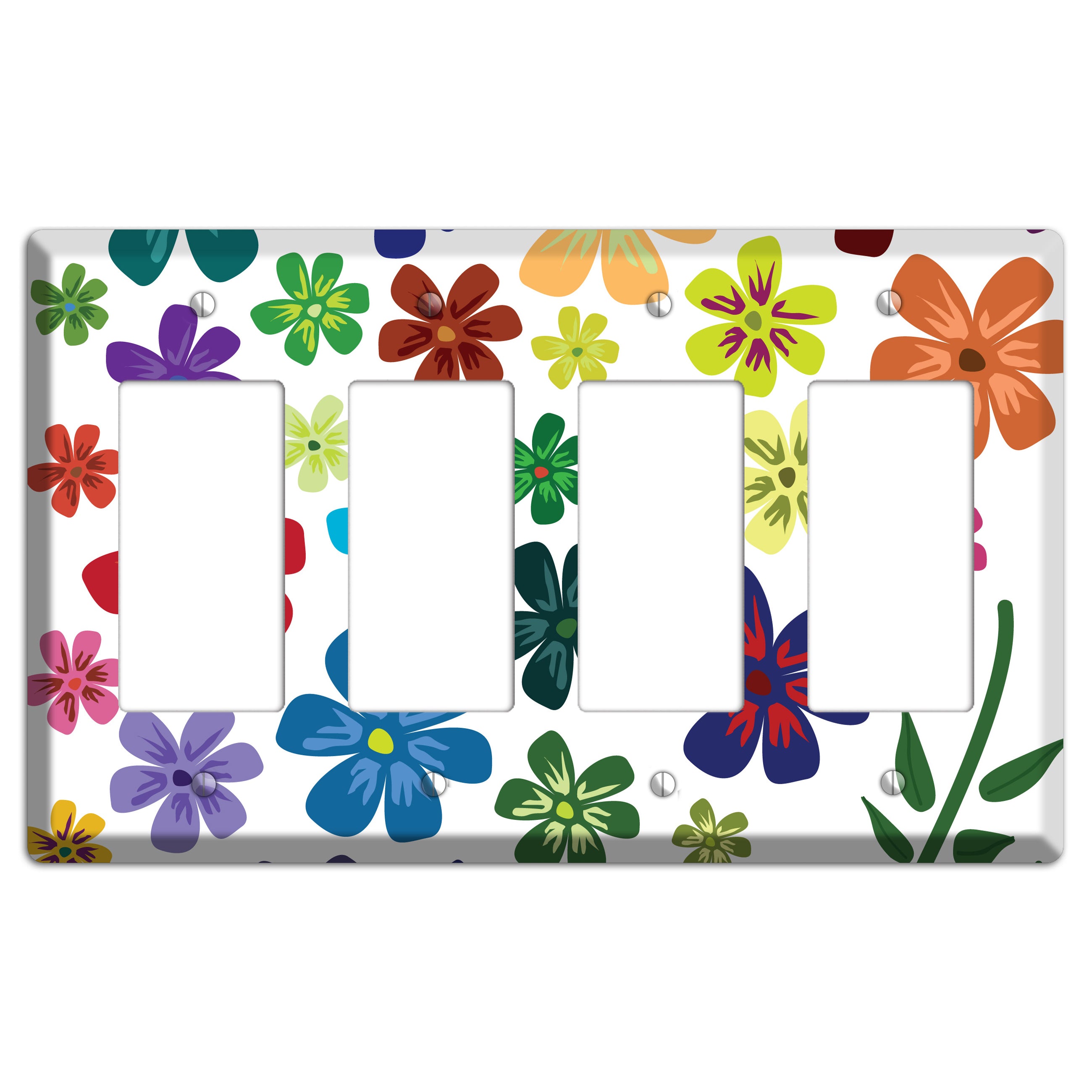 White Flowers 4 Rocker Wallplate