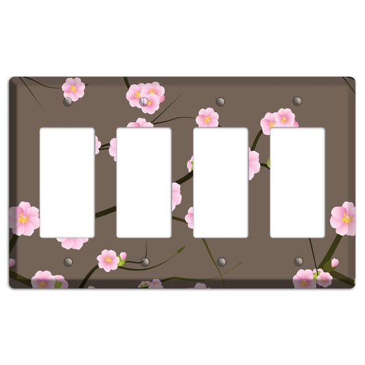Pink and Brown Cherry Blossoms 4 Rocker Wallplate
