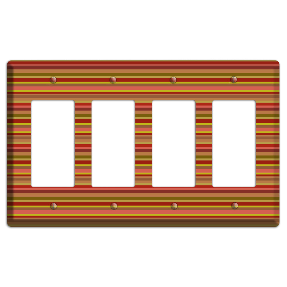 Multi Red Horizontal Stripes 4 Rocker Wallplate