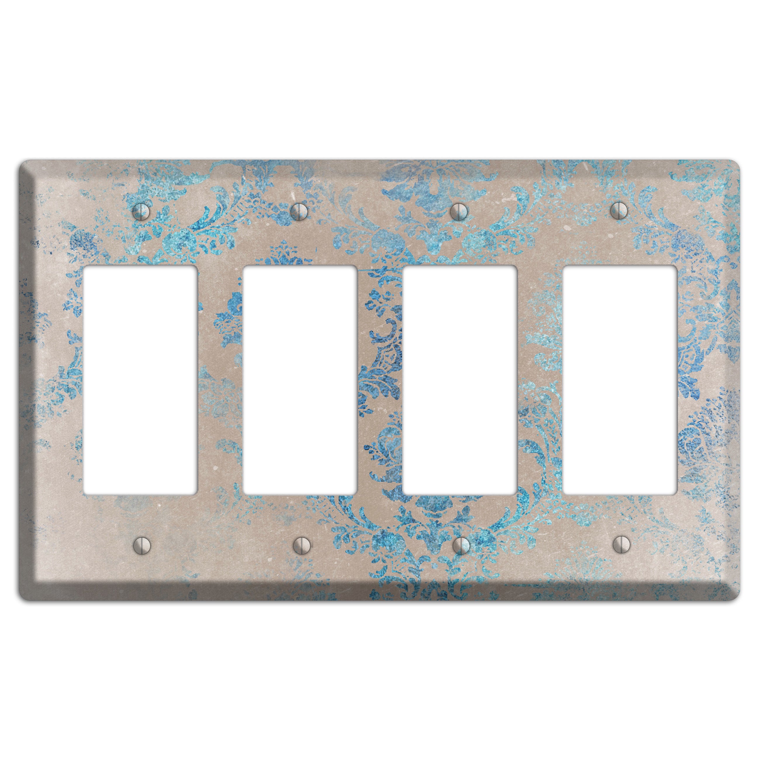 Pewter Whimsical Damask 4 Rocker Wallplate