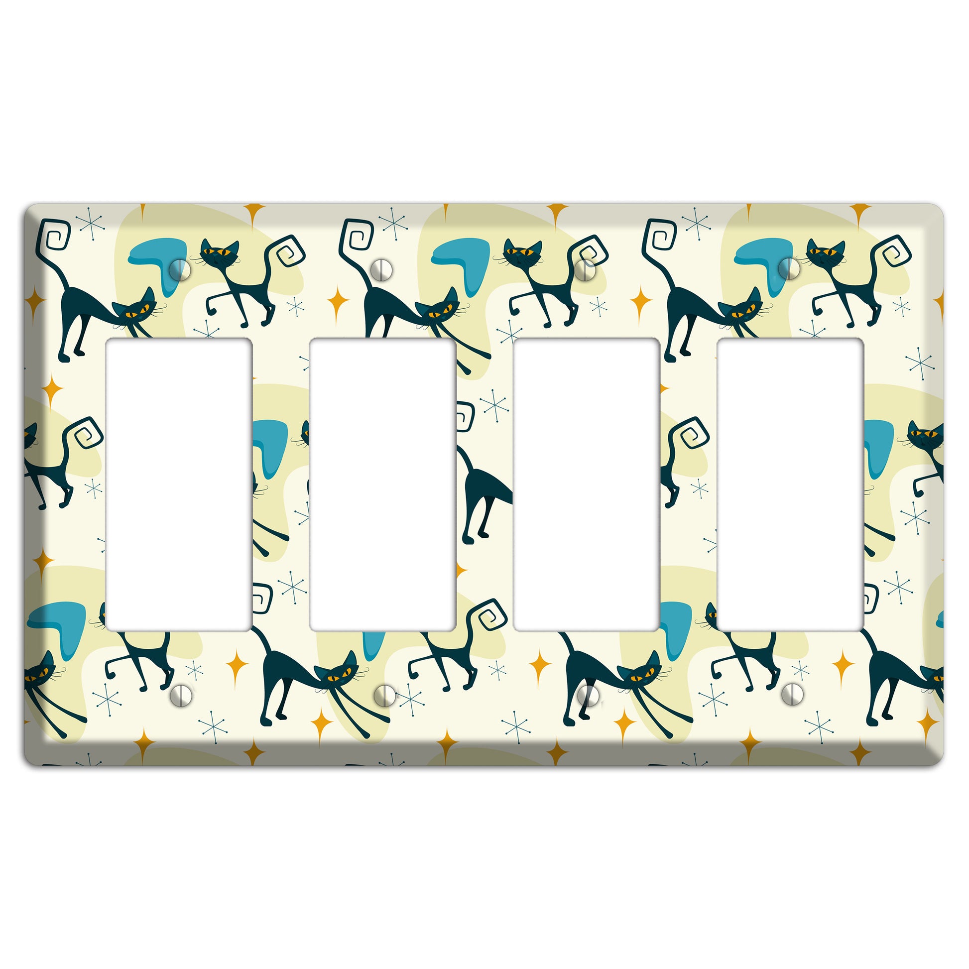 Black Cats 4 Rocker Wallplate