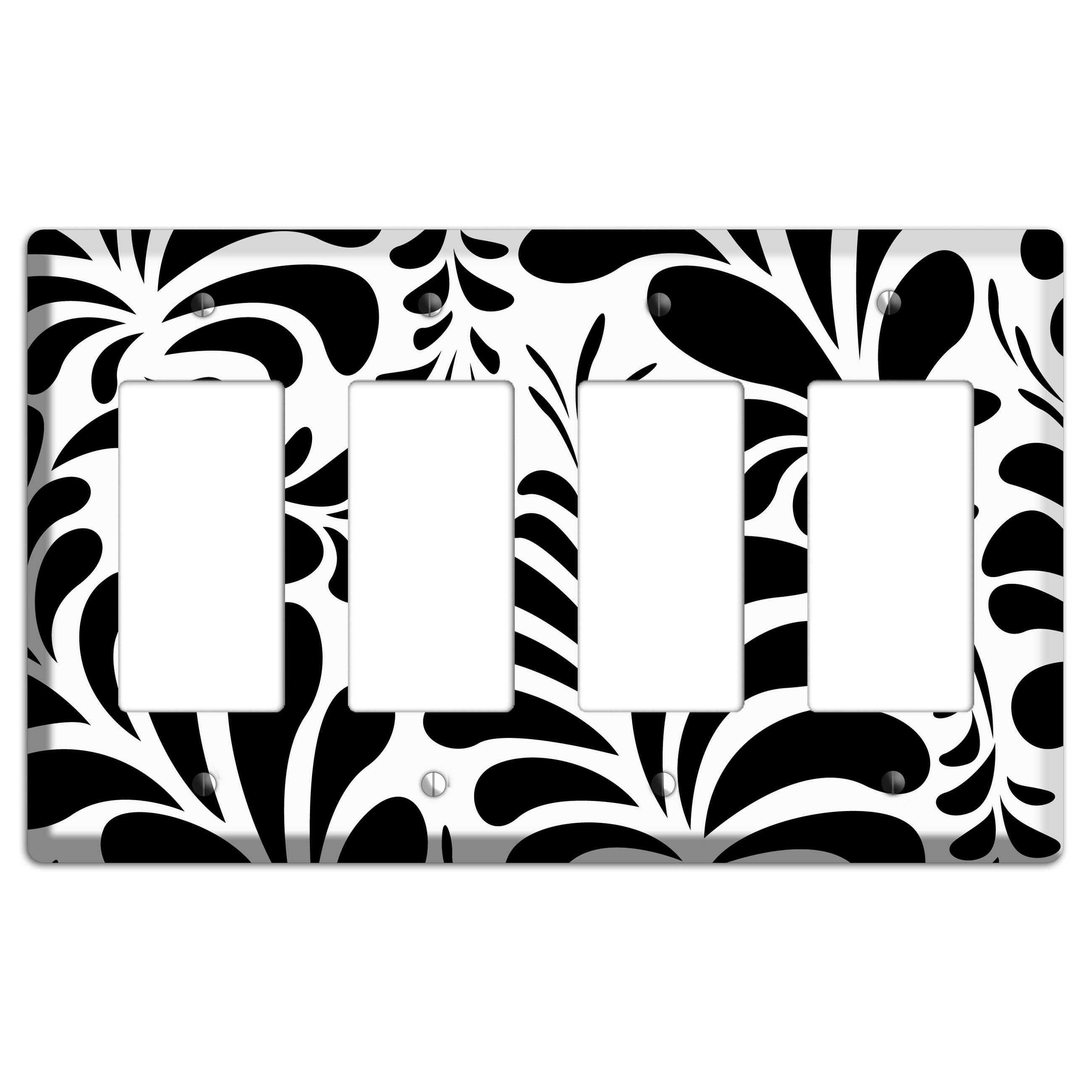 White with Black Herati 4 Rocker Wallplate