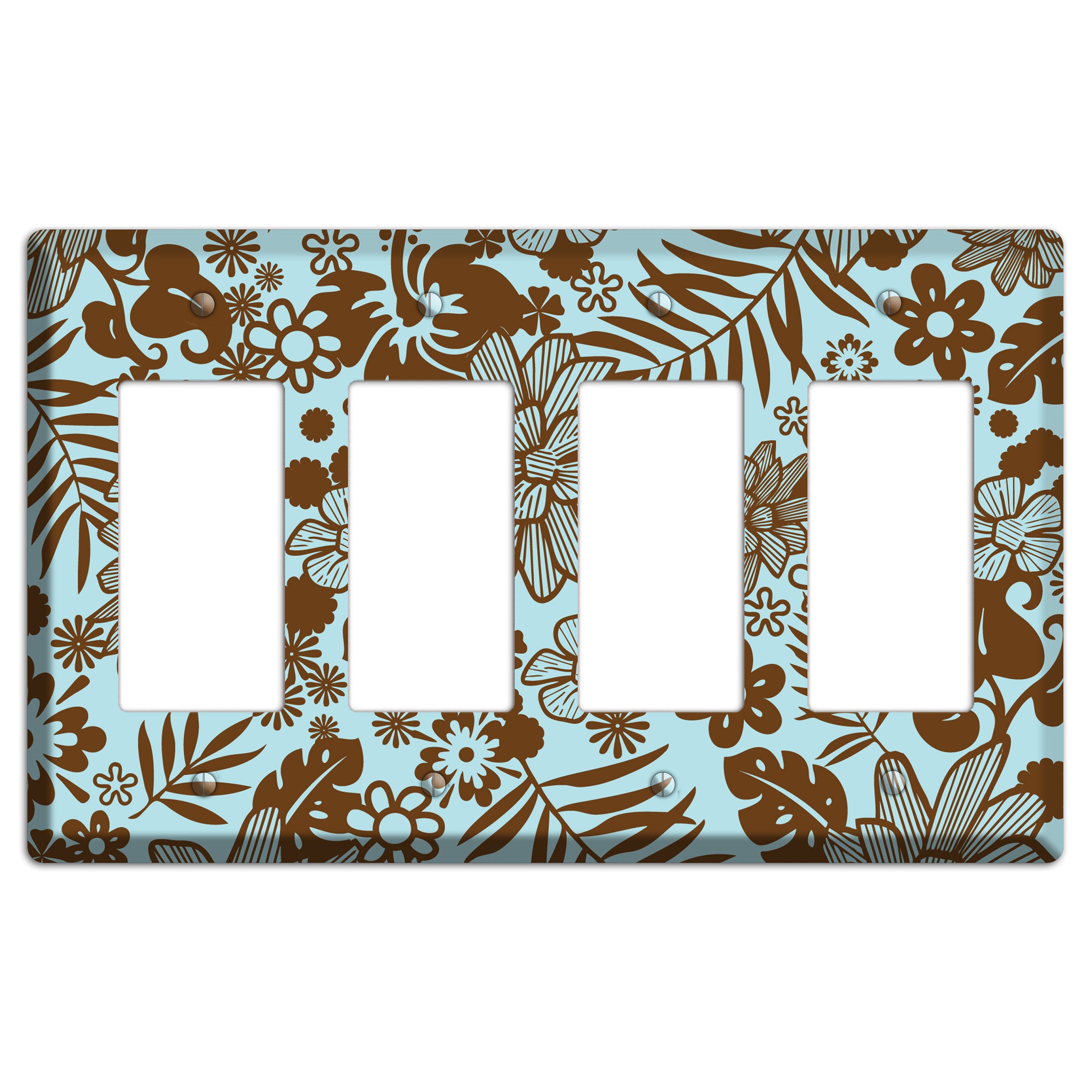 Blue and Brown Tropical 4 Rocker Wallplate