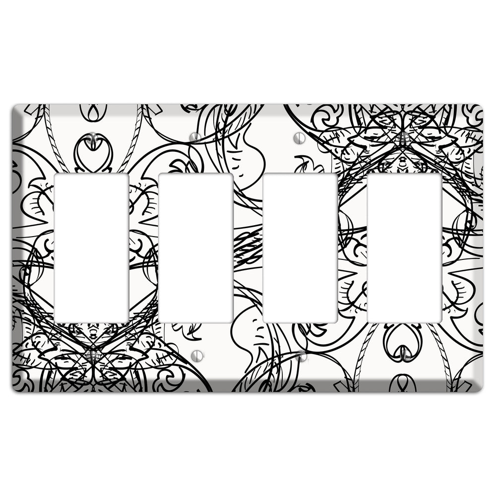 White Deco Sketch 4 Rocker Wallplate