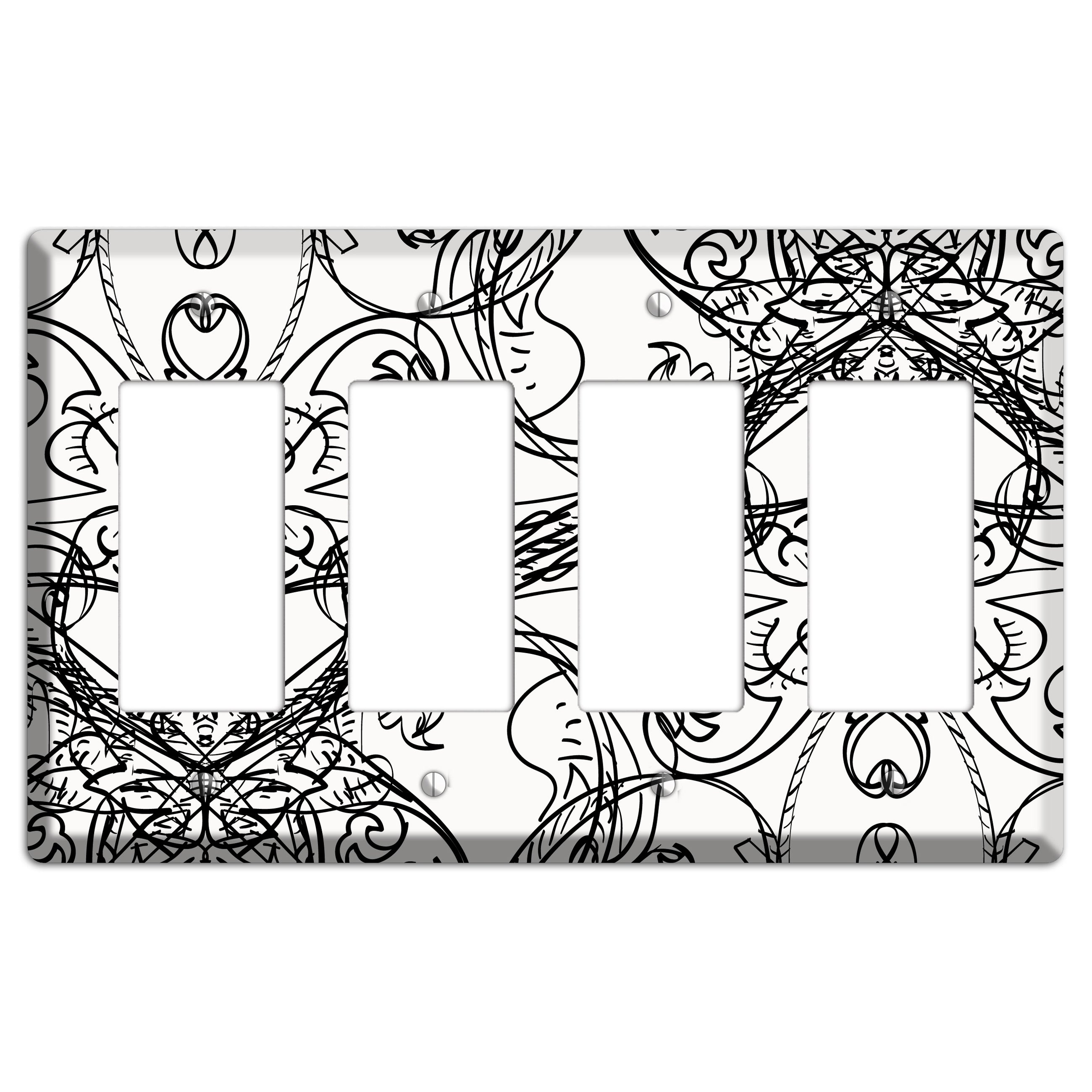 White Deco Sketch 4 Rocker Wallplate