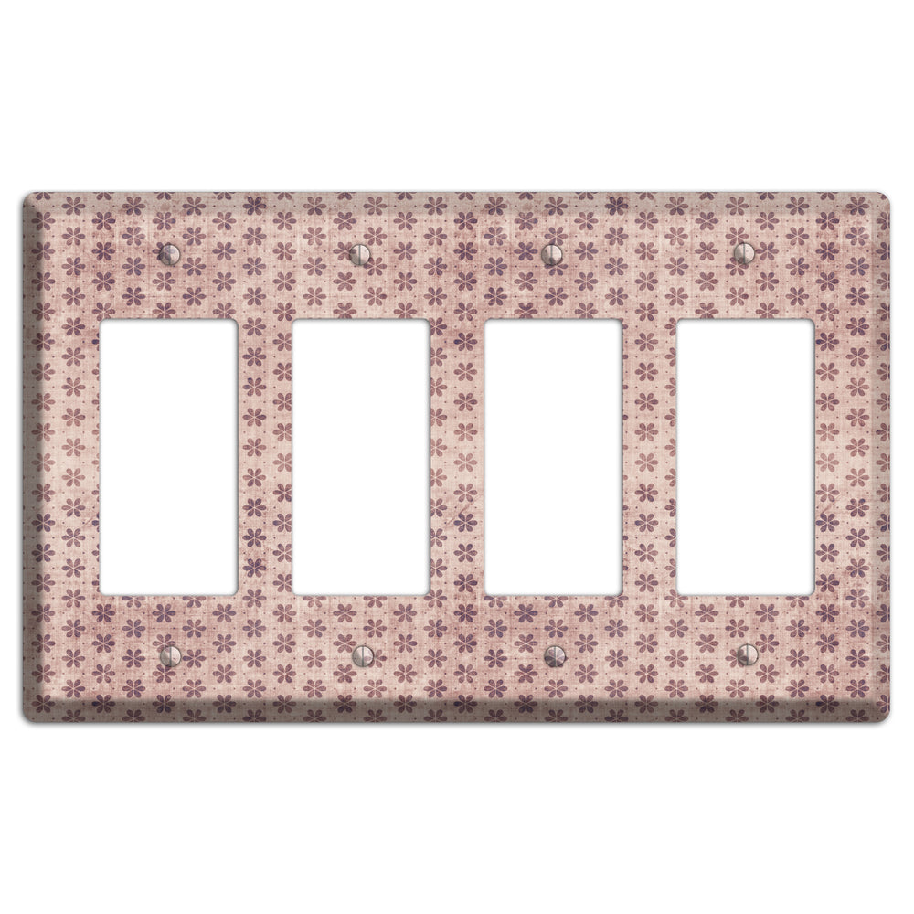 Dusty Pink Grunge Floral Contour 4 Rocker Wallplate