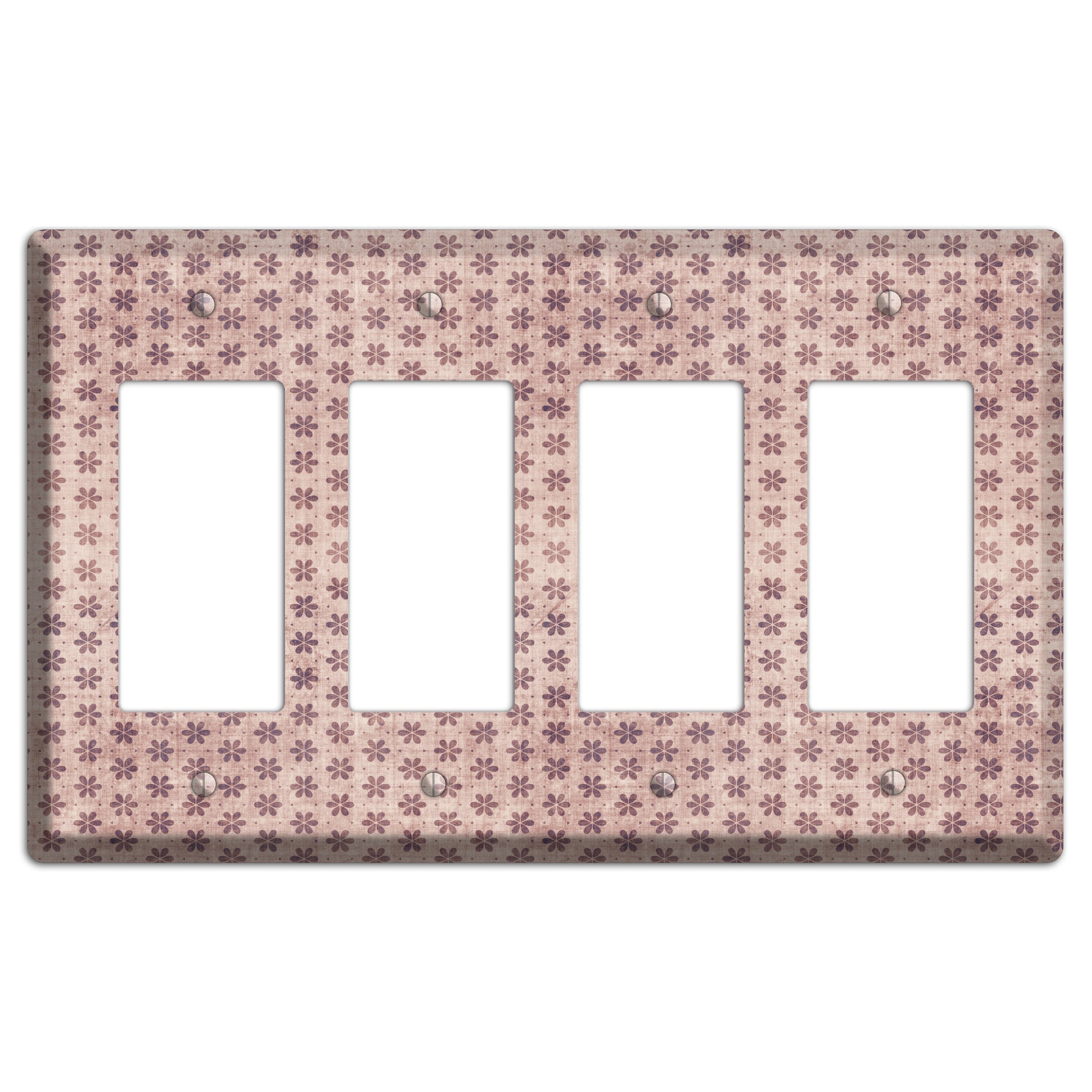 Dusty Pink Grunge Floral Contour 4 Rocker Wallplate