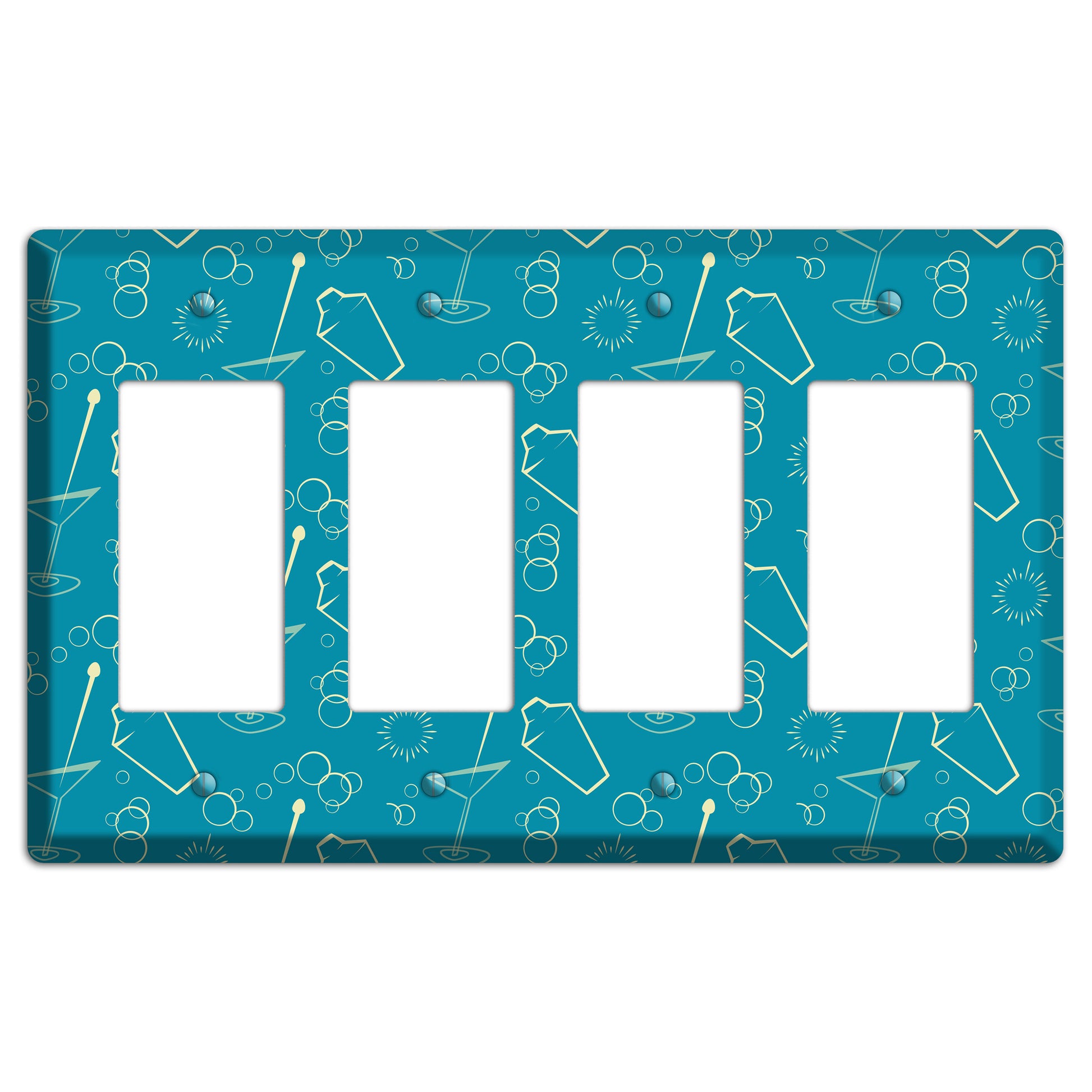 Teal Cocktail Hour 4 Rocker Wallplate