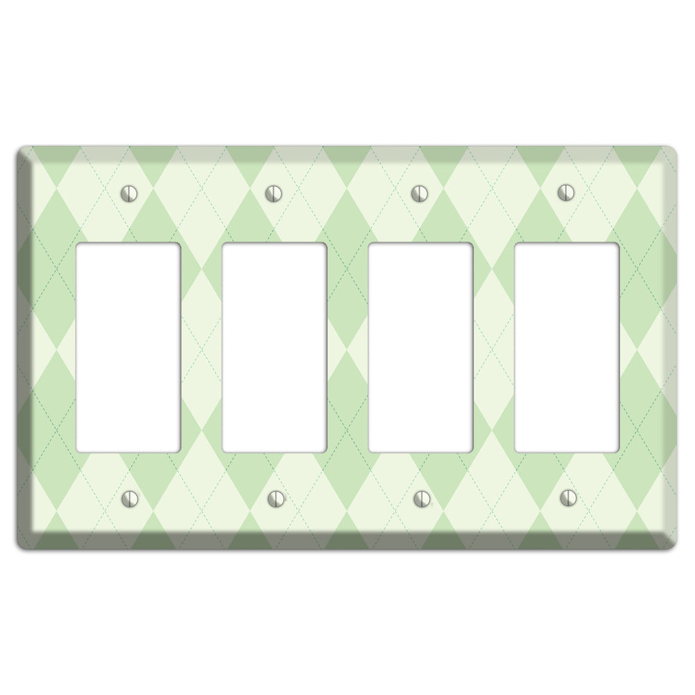 Light Green Argyle 4 Rocker Wallplate