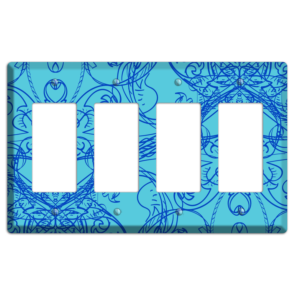 Turquoise Deco Sketch 4 Rocker Wallplate