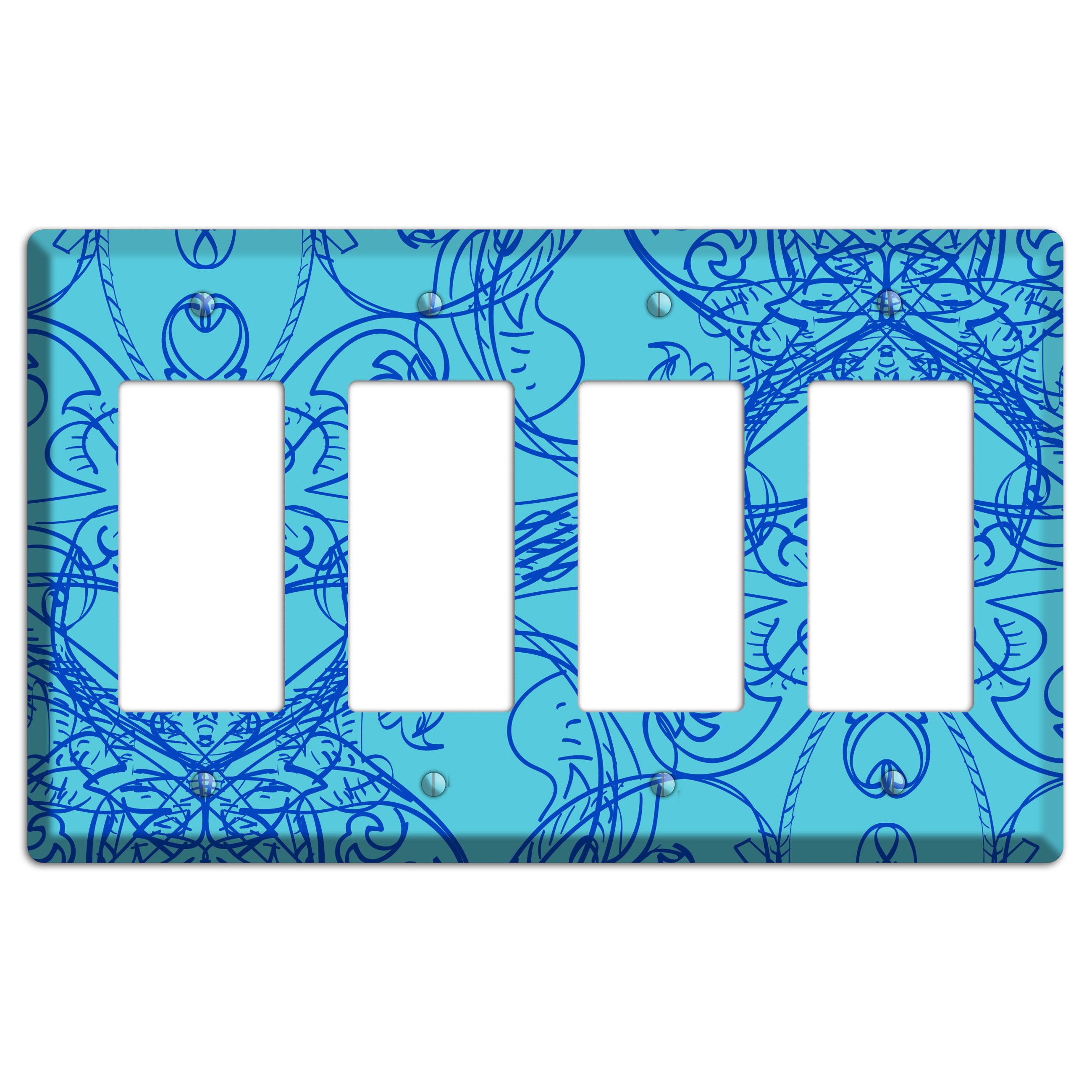 Turquoise Deco Sketch 4 Rocker Wallplate