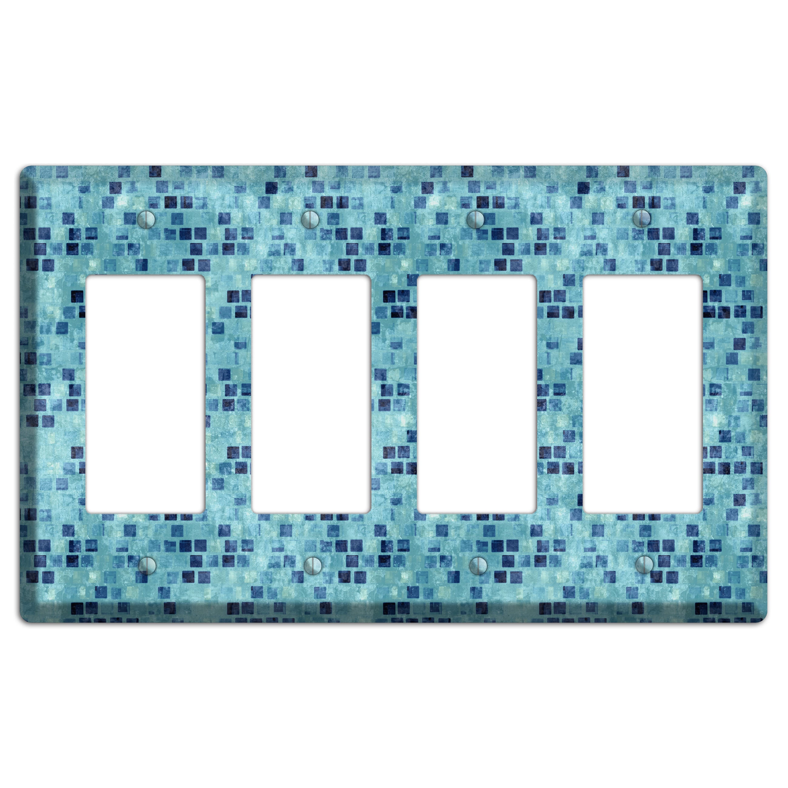 Turquoise Grunge Tile 4 Rocker Wallplate