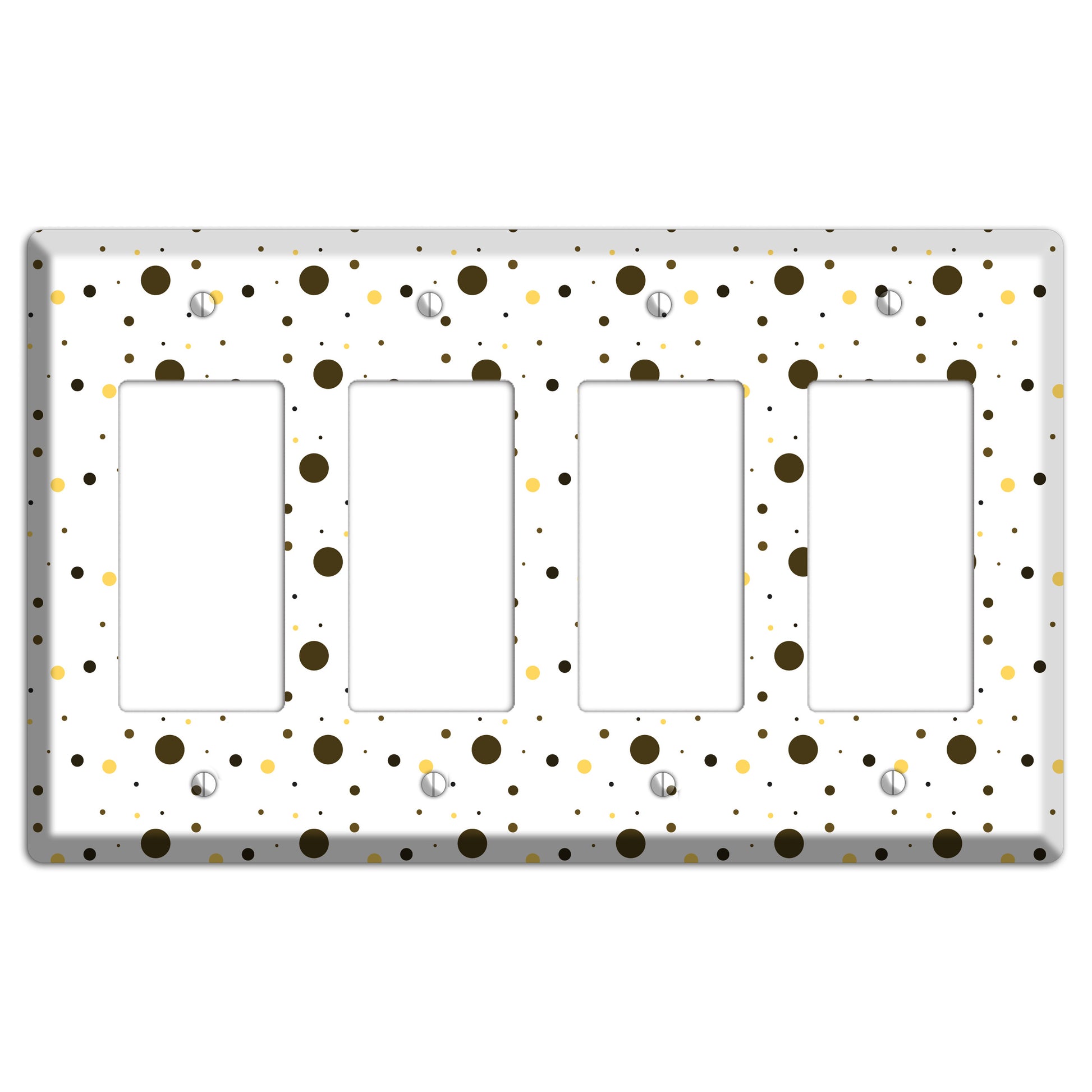 White with Black and Yellow Tiny Dots 4 Rocker Wallplate