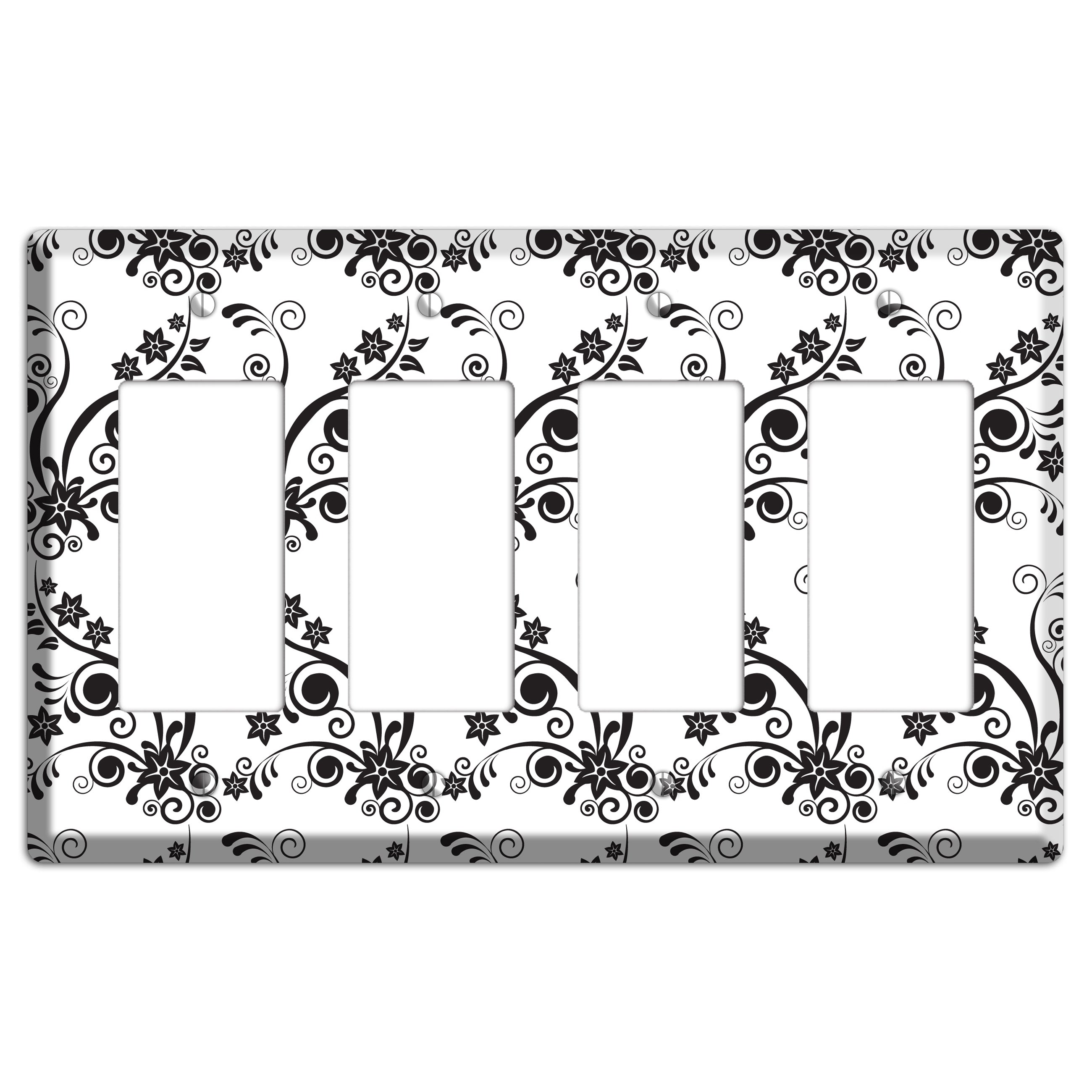 Scrolled Floral Toile 4 Rocker Wallplate