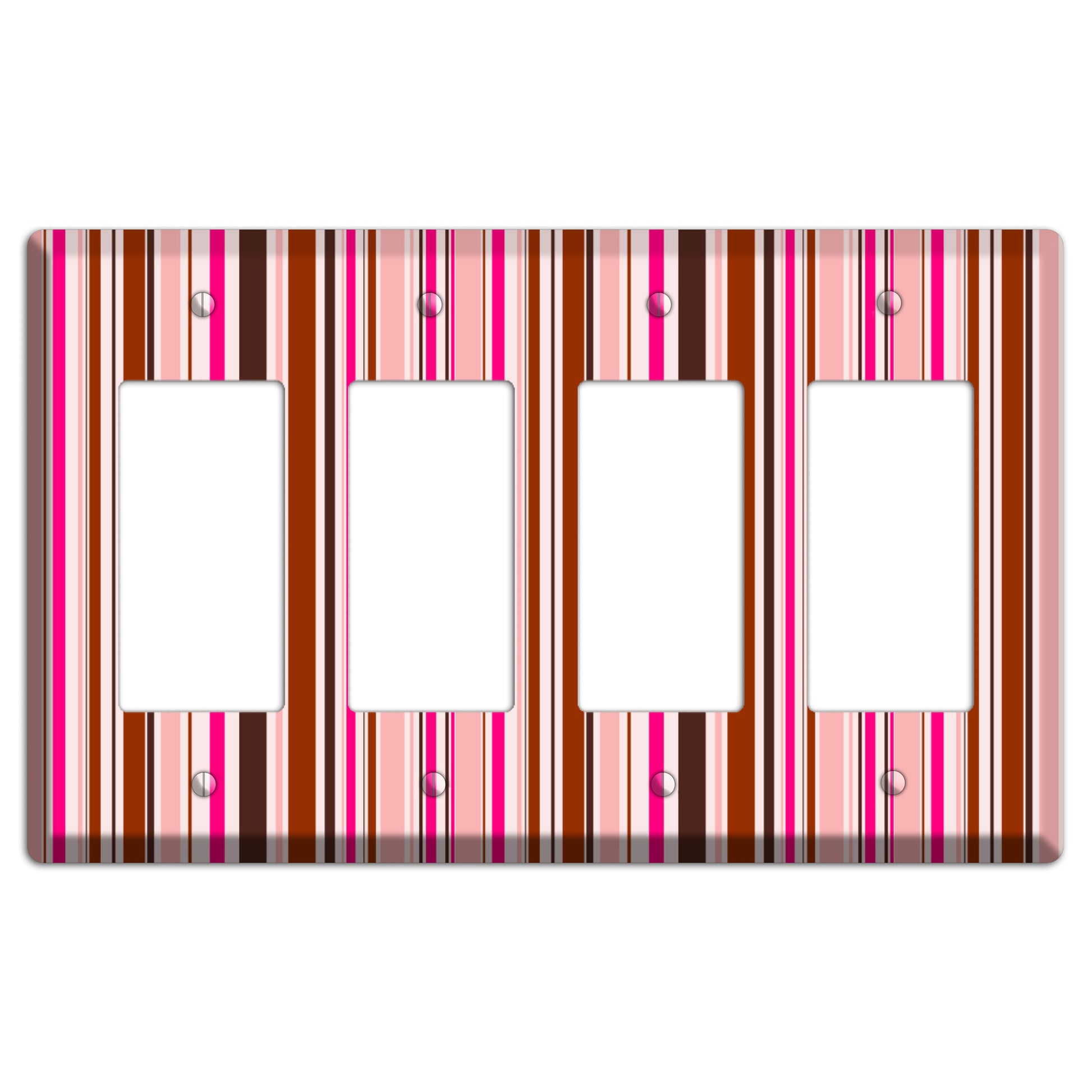 Pink Stripes 4 Rocker Wallplate