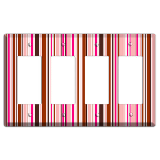 Pink Stripes 4 Rocker Wallplate